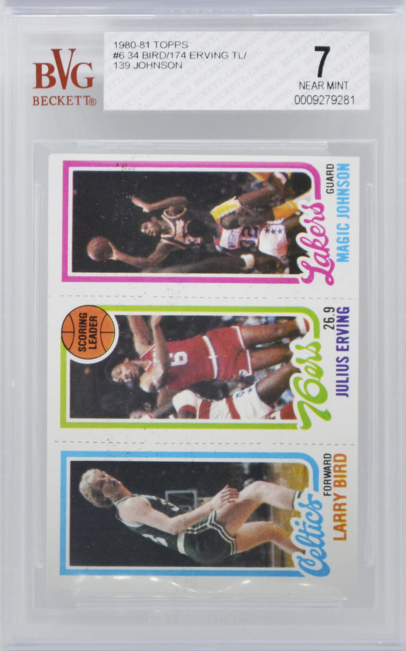 1980-81 Magic Johnson Larry Bird Julius Erving RC BVG 7