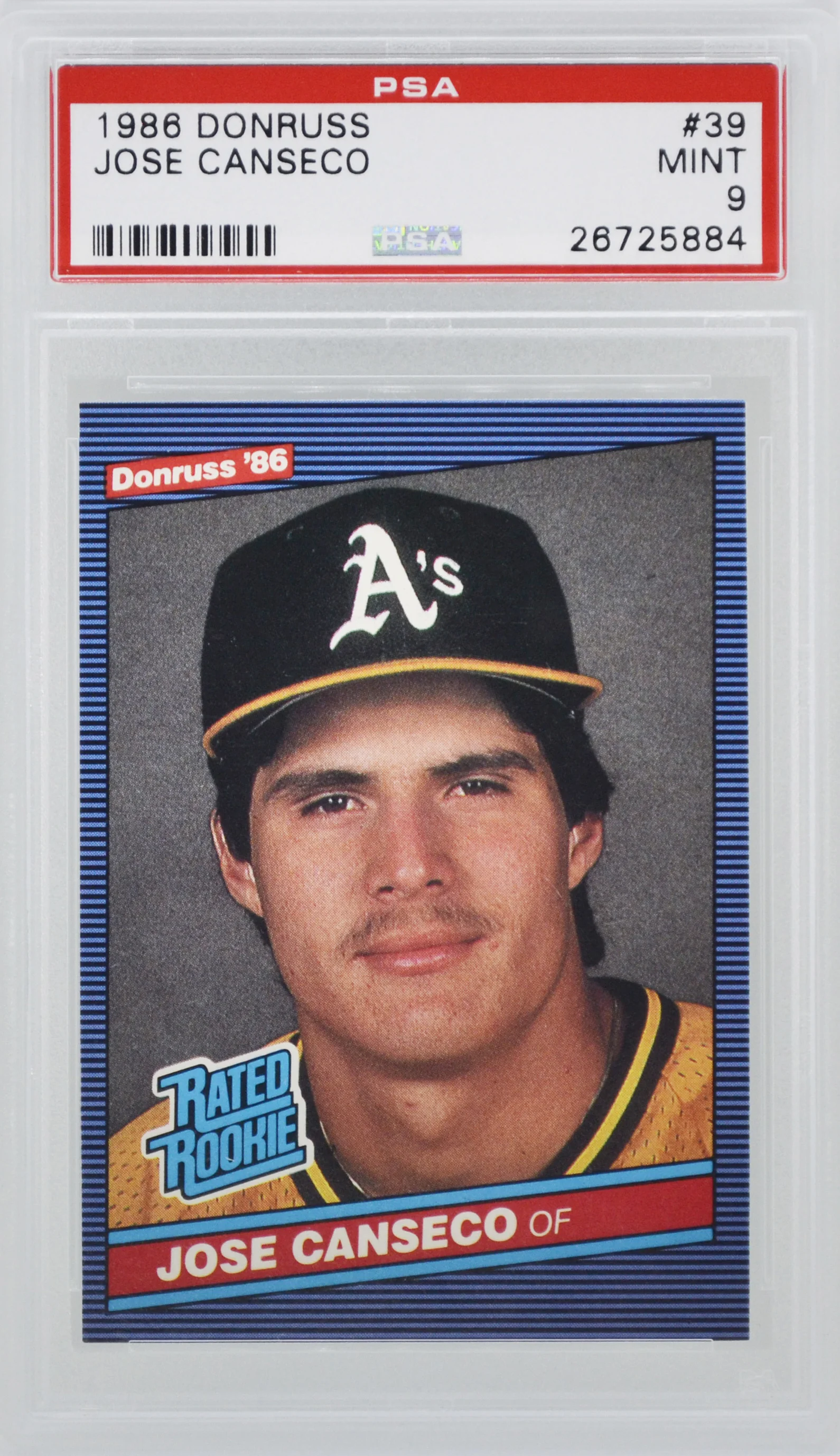 1986 Donruss Jose Canseco Rated Rookie PSA 9 Mint