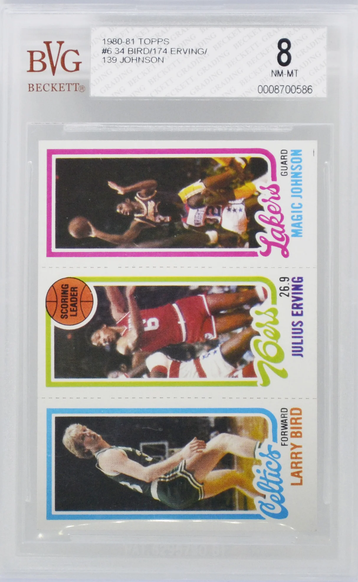 1980-81 Topps Larry Bird Magic Johnson Julius Erving RC BVG 8