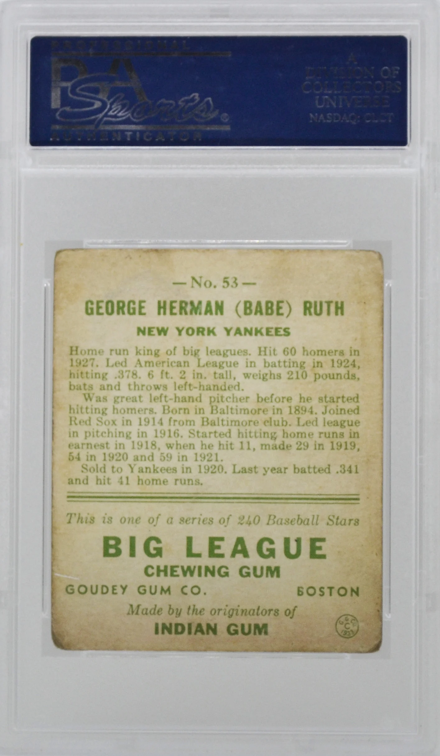 1933 Goudey Babe Ruth #53