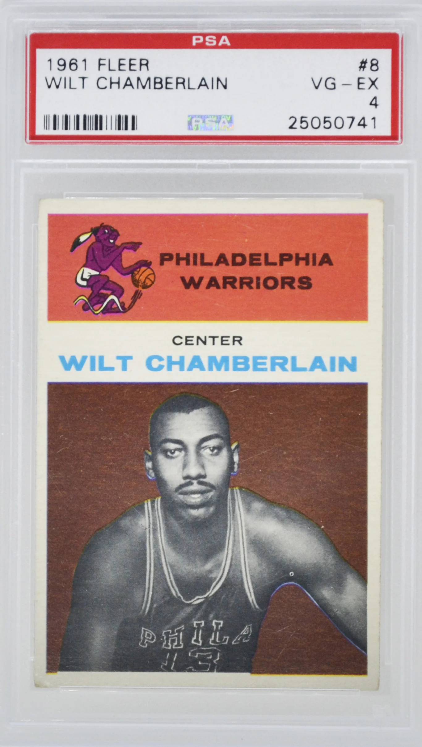 1961 Fleer Wilt Chamberlain RC PSA 4 VG-EX