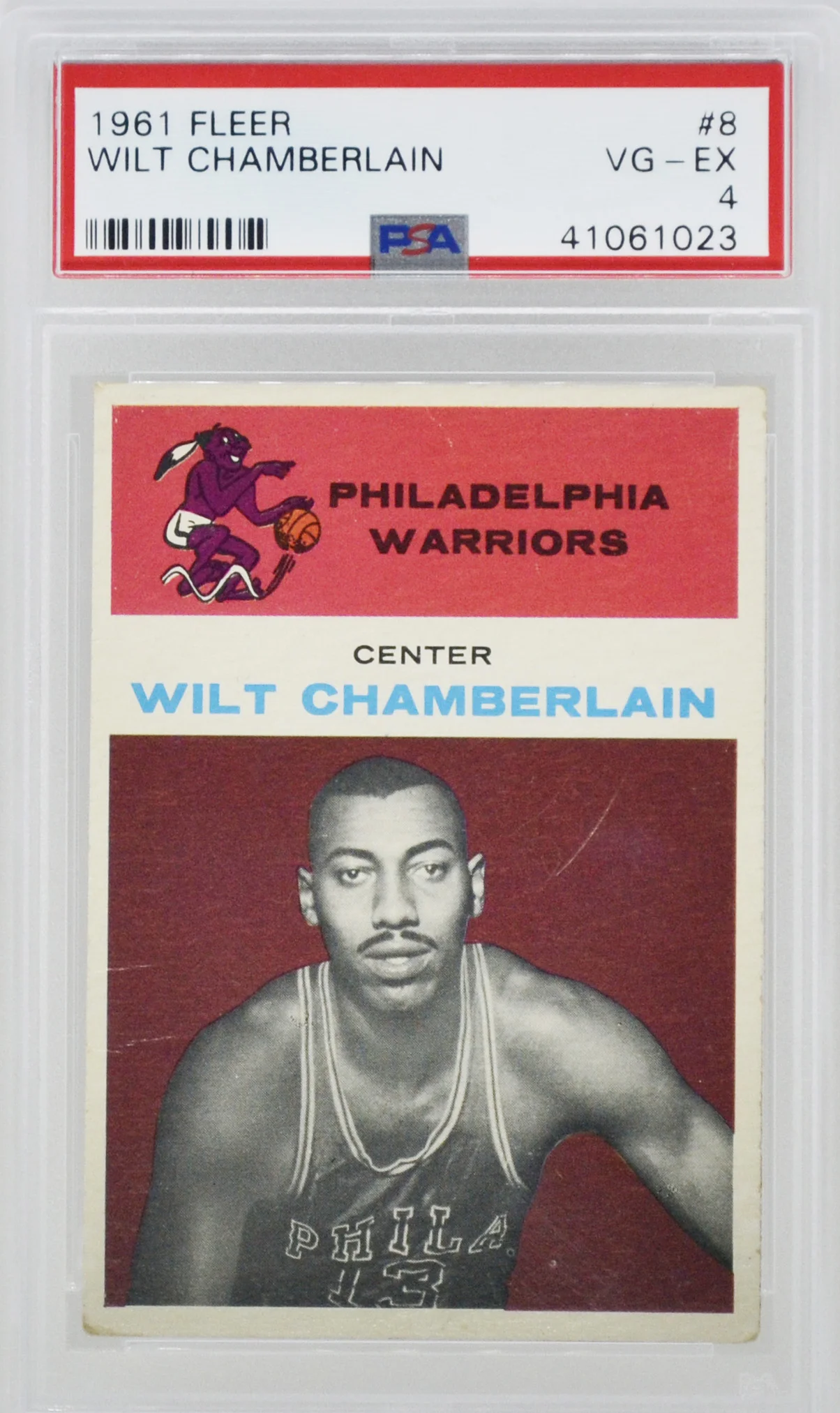 1961 Fleer Wilt Chamberlain RC PSA 4