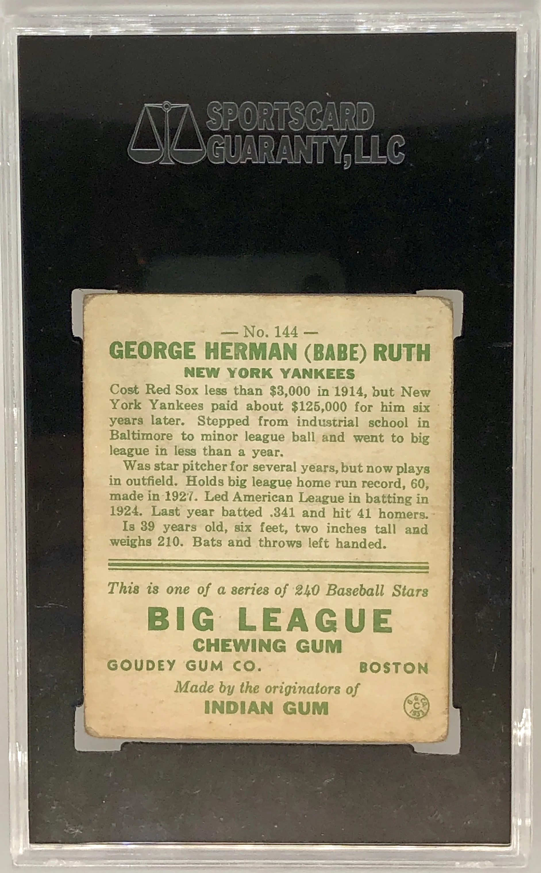 1933 Goudey Babe Ruth #144