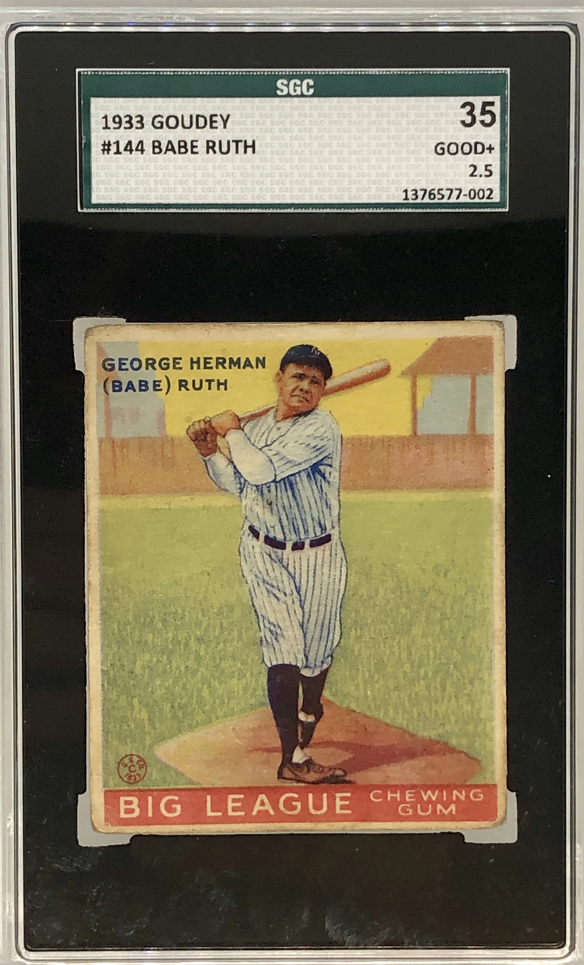 1933 Goudey Babe Ruth #144 SGC 35 Good+ 2.5