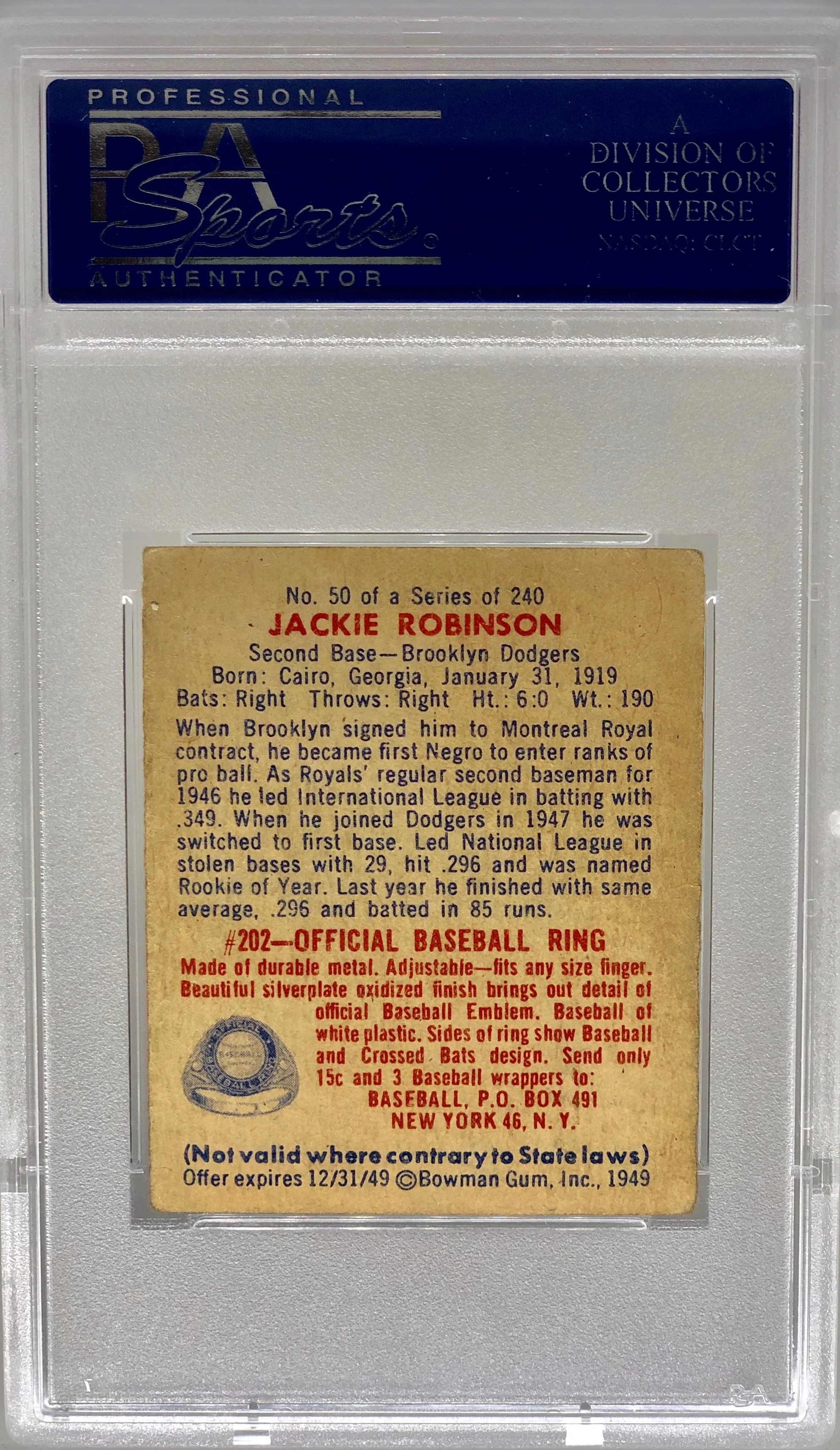 1949 Bowman Jackie Robinson RC