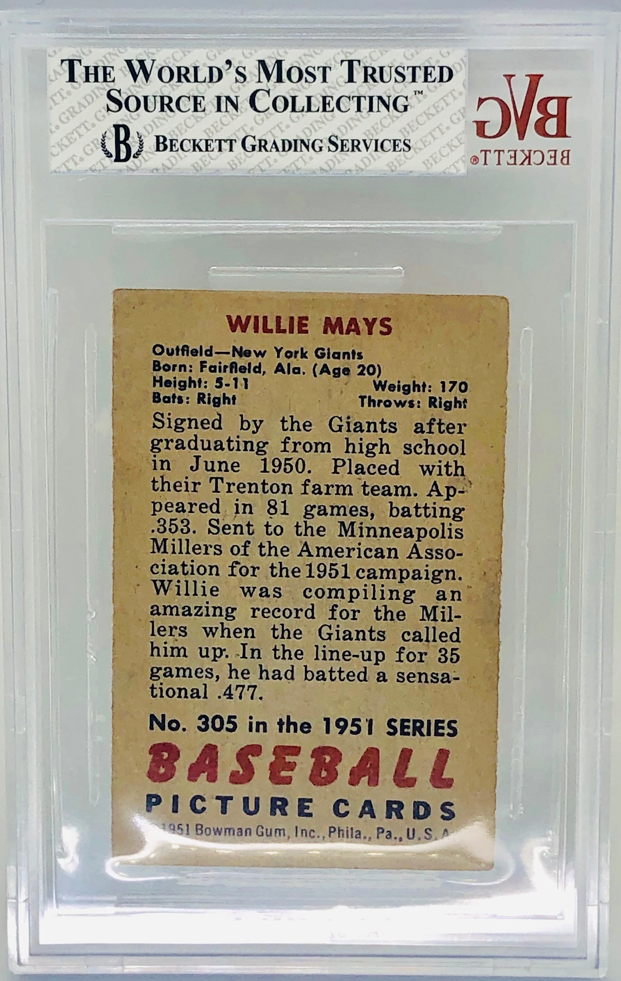 1951 Bowman Willie Mays