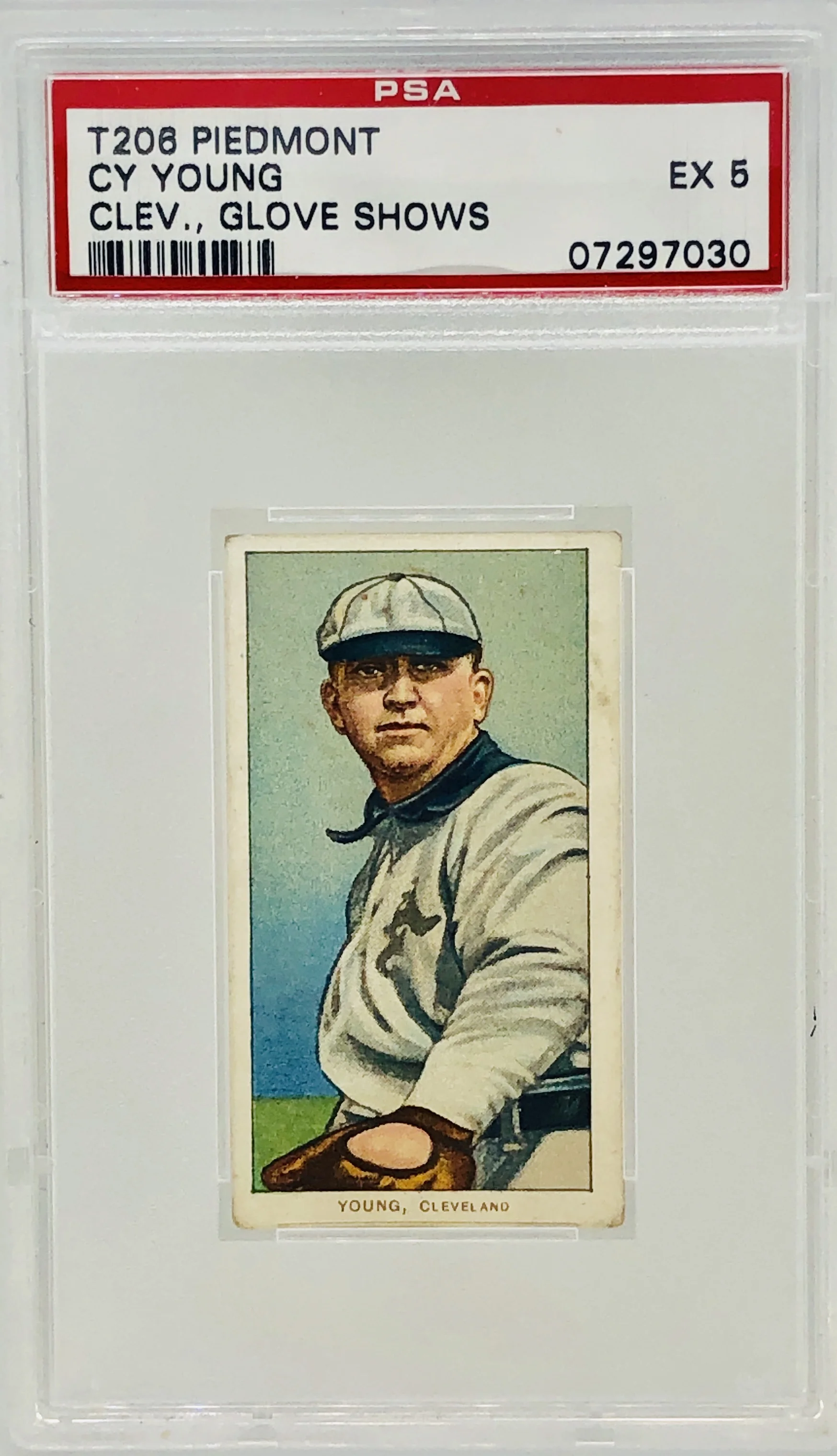 1909 T206 Piedmont Cy Young Glove Shows PSA 5