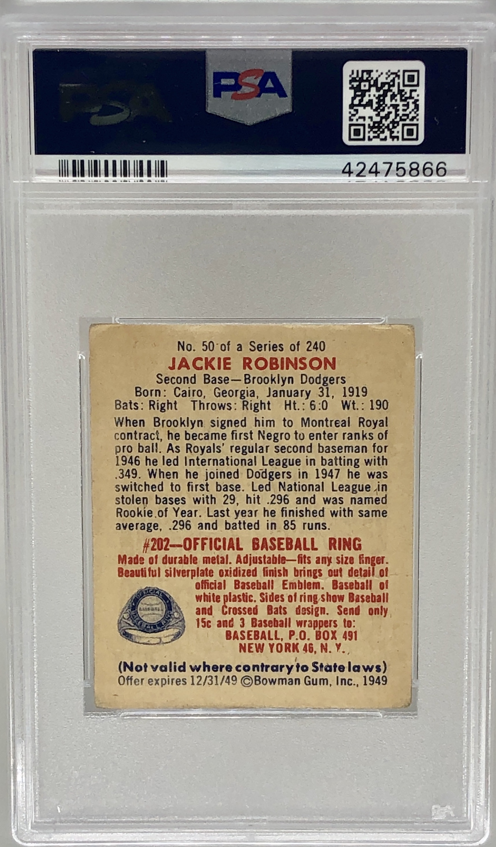 1949 Bowman Jackie Robinson