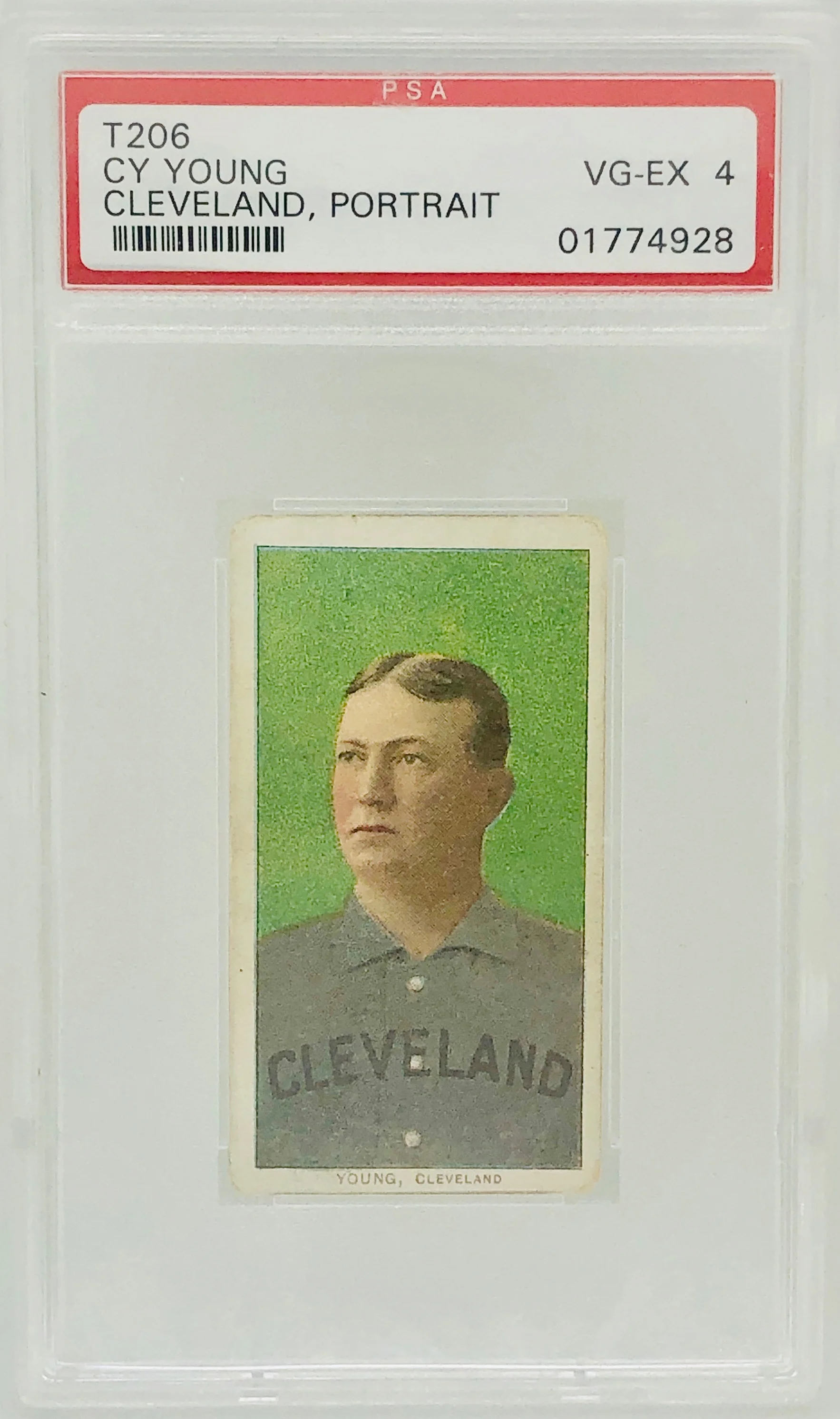 1909-11 T206 Piedmont Cy Young Portrait Green Background PSA 4