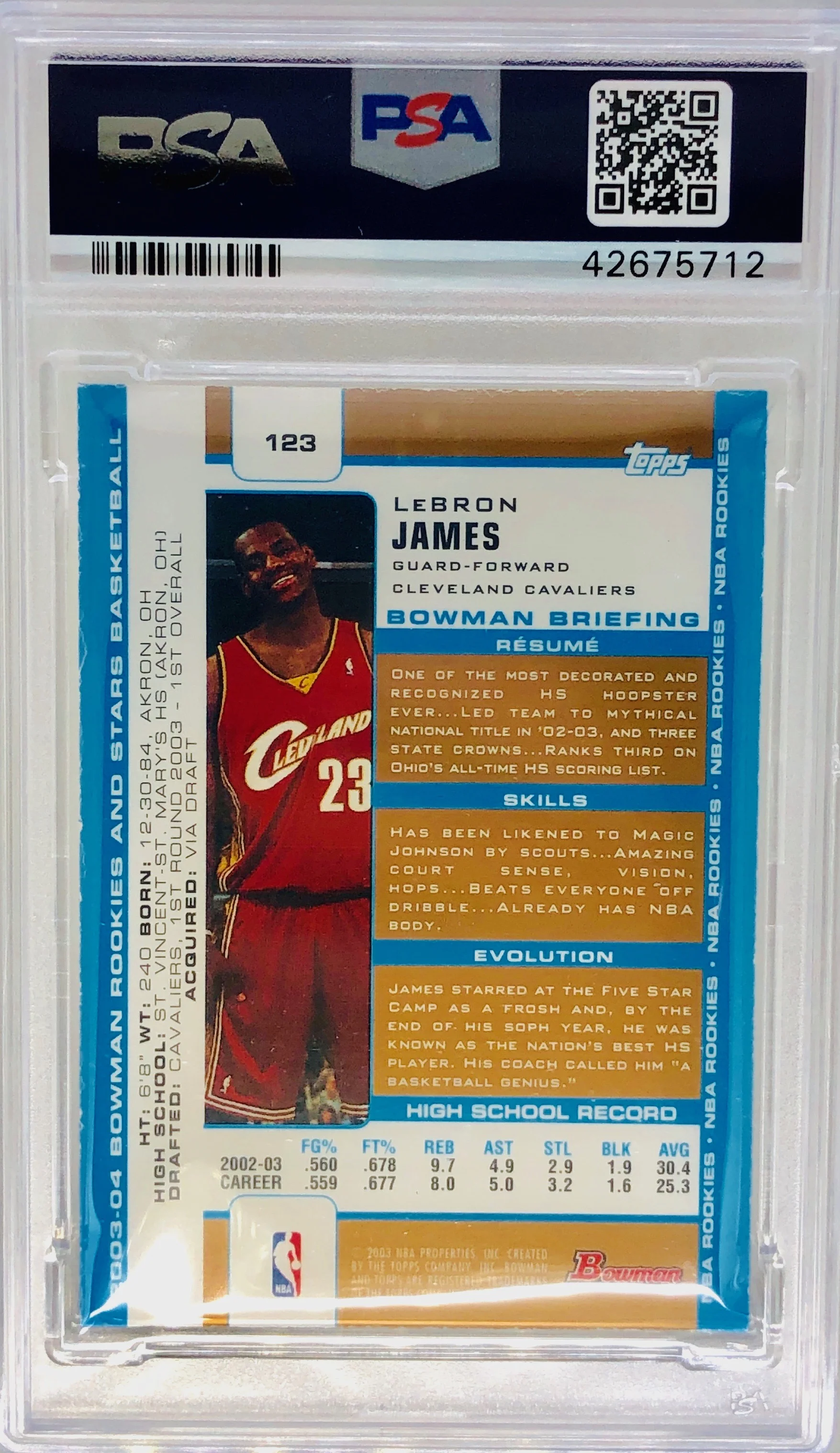 2003 Bowman LeBron James GOLD RC
