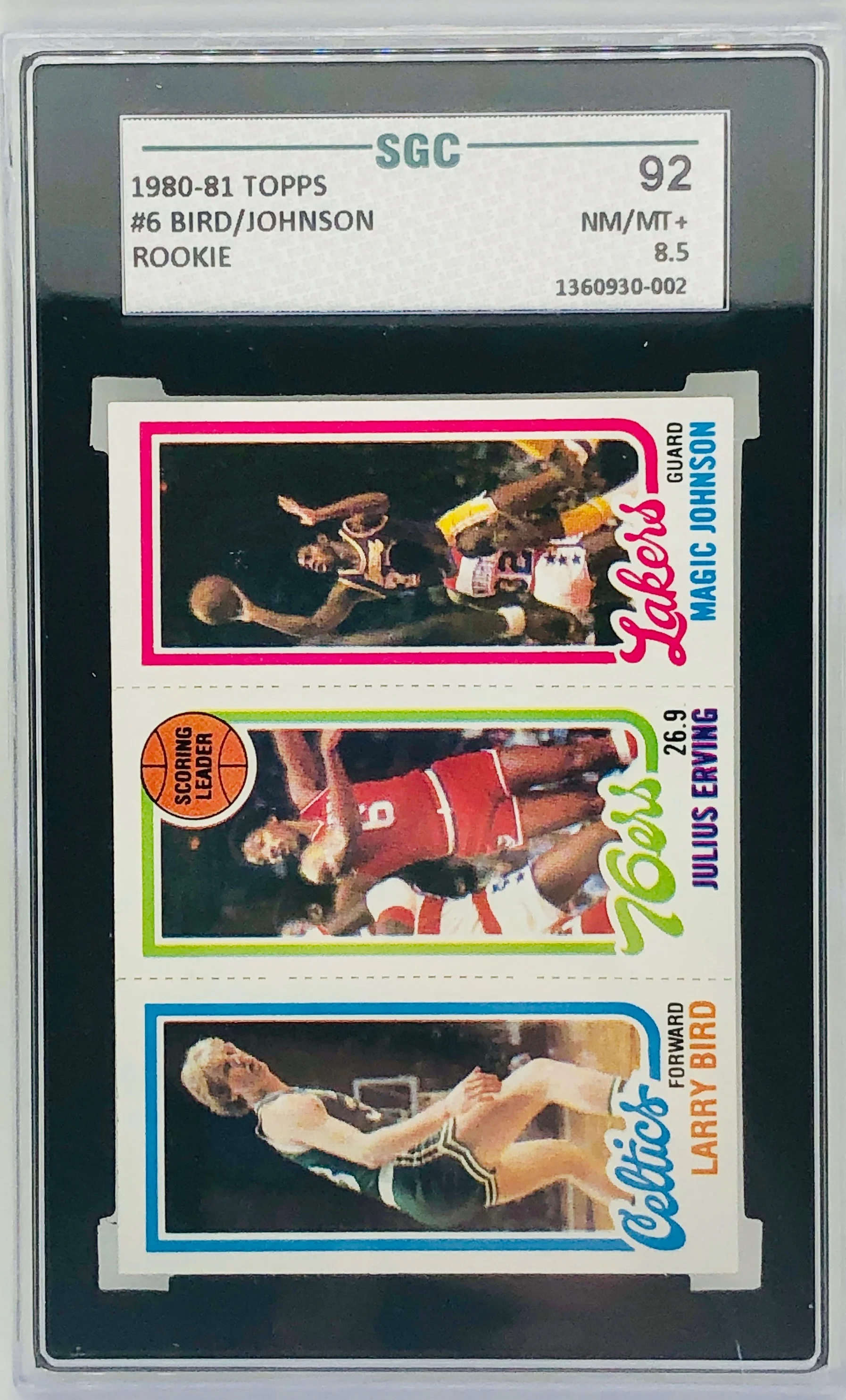 1980-81 Topps Magic Johnson Larry Bird Julius Erving RC