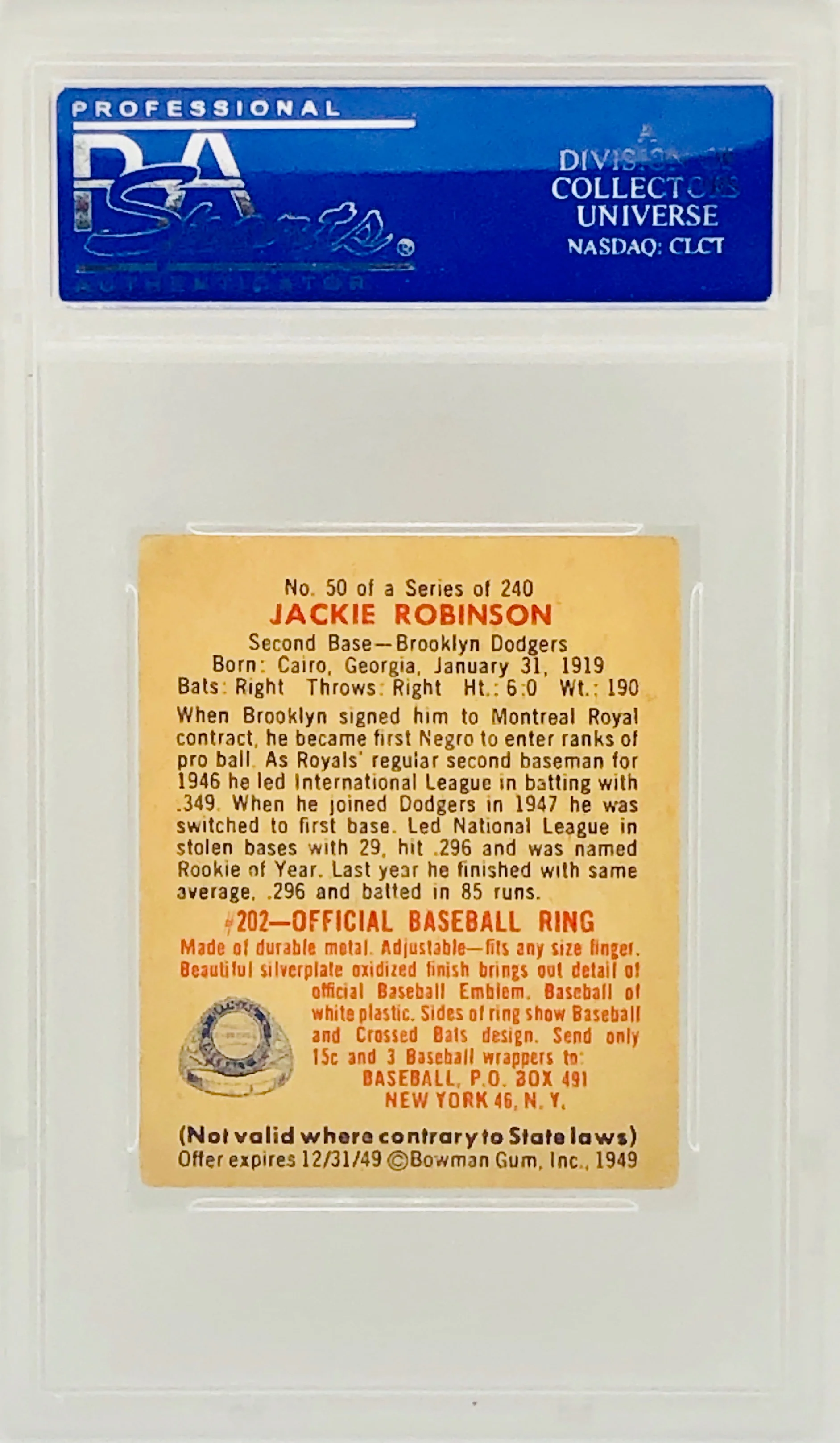 1949 Bowman Jackie Robinson