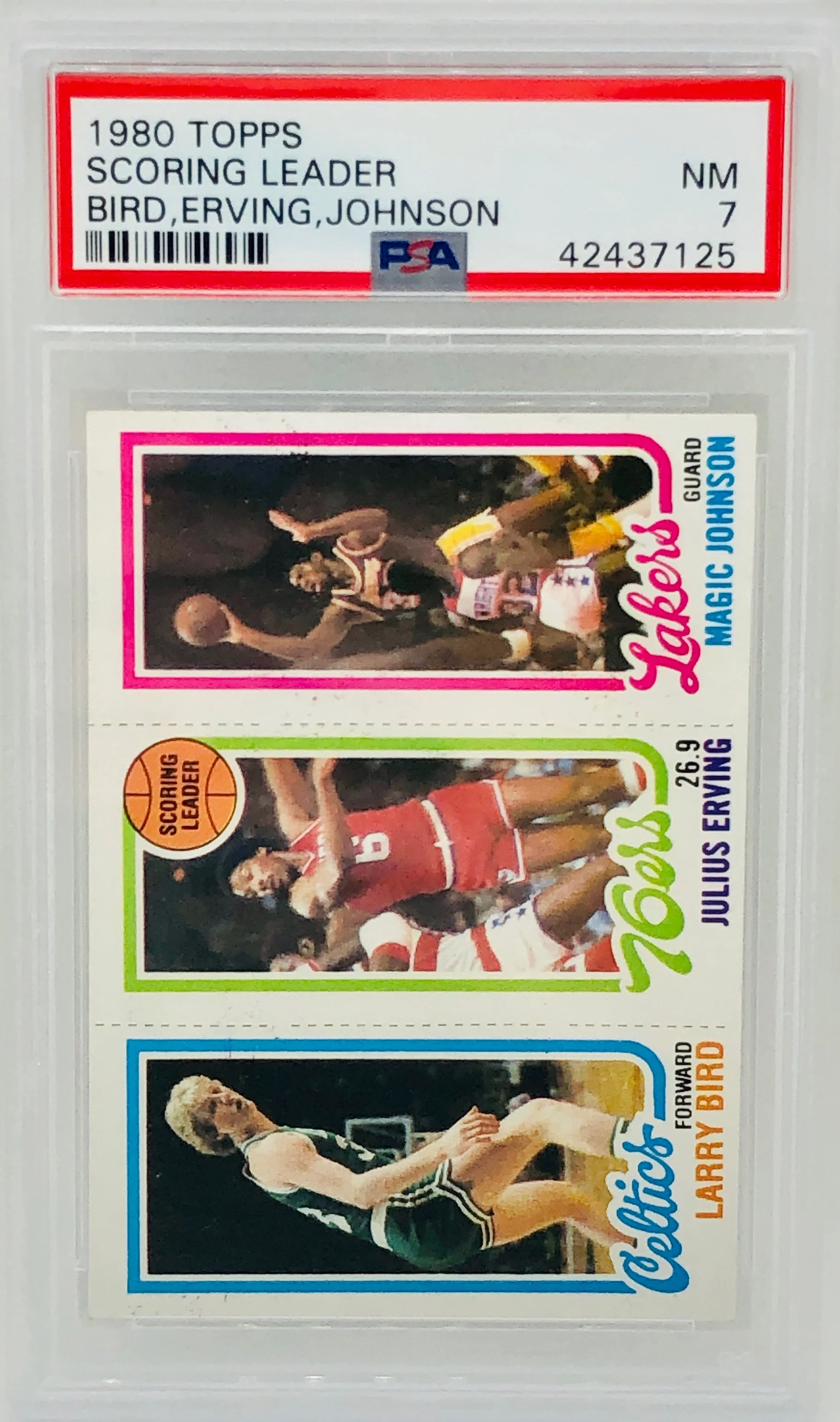 1980-81 Topps Magic Johnson Larry Bird Julius Erving RC PSA 7
