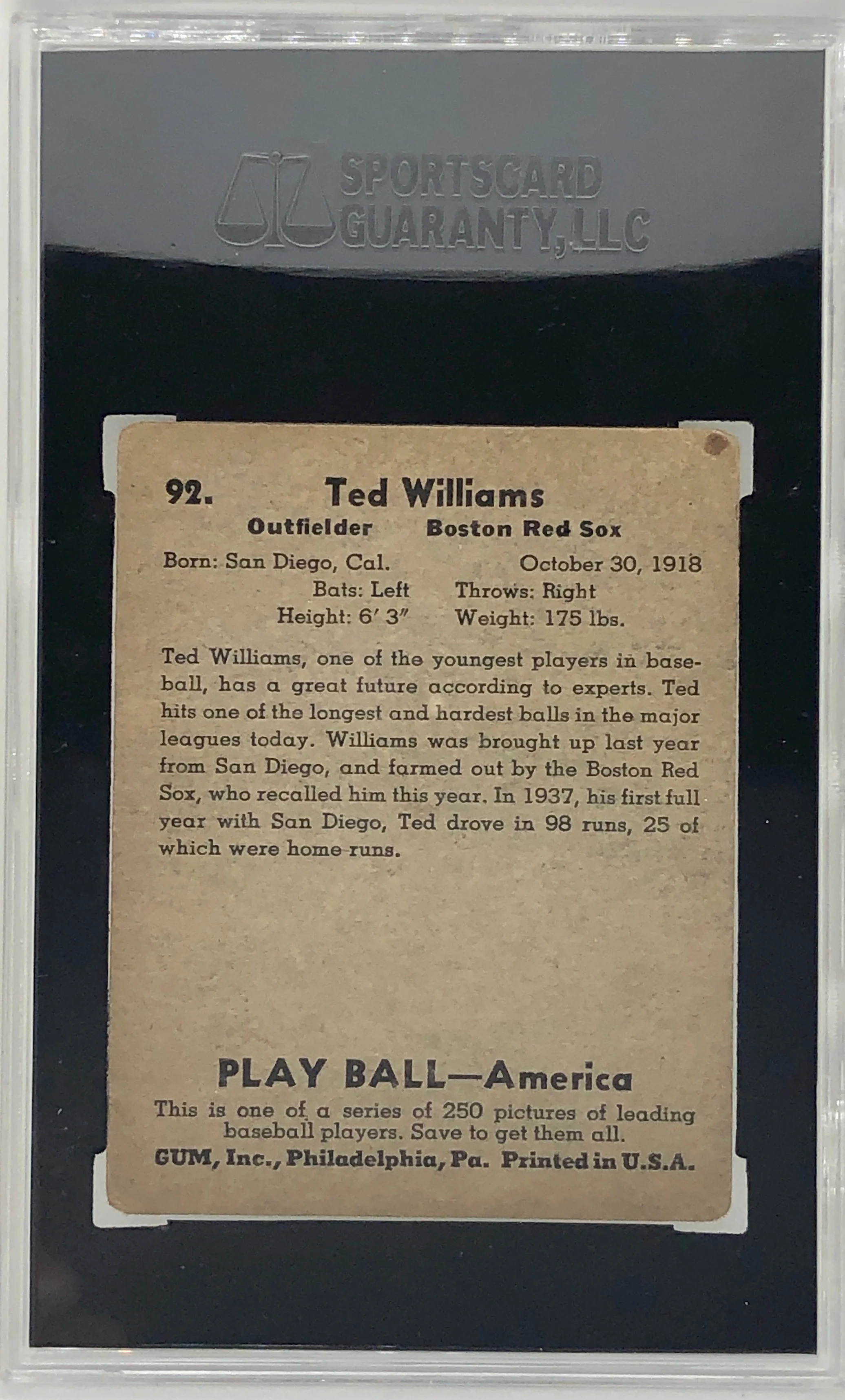 1939 Play Ball Ted Williams Rookie