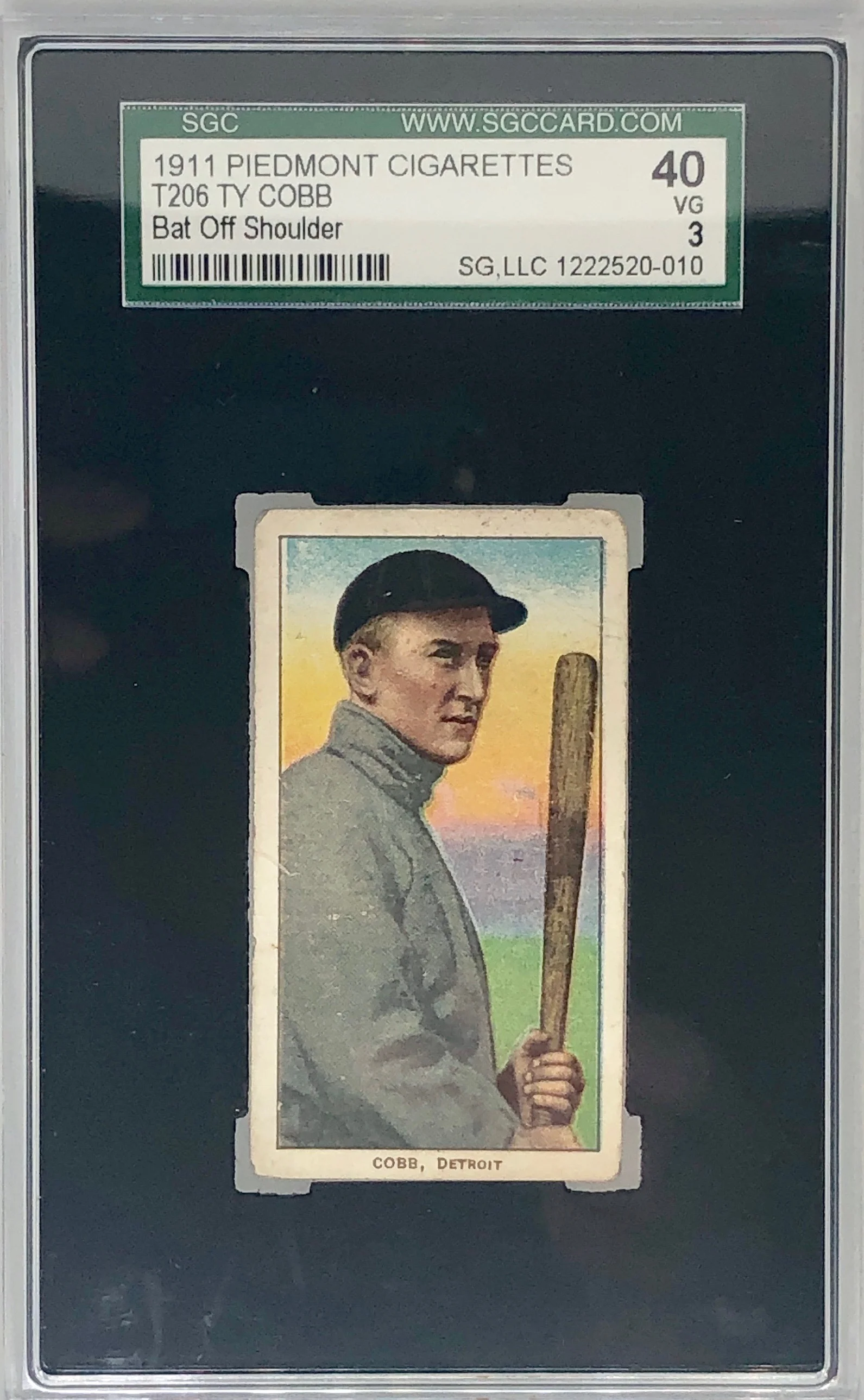 1909-11 T206 Piedmont Ty Cobb Bat Off Shoulder SGC 3