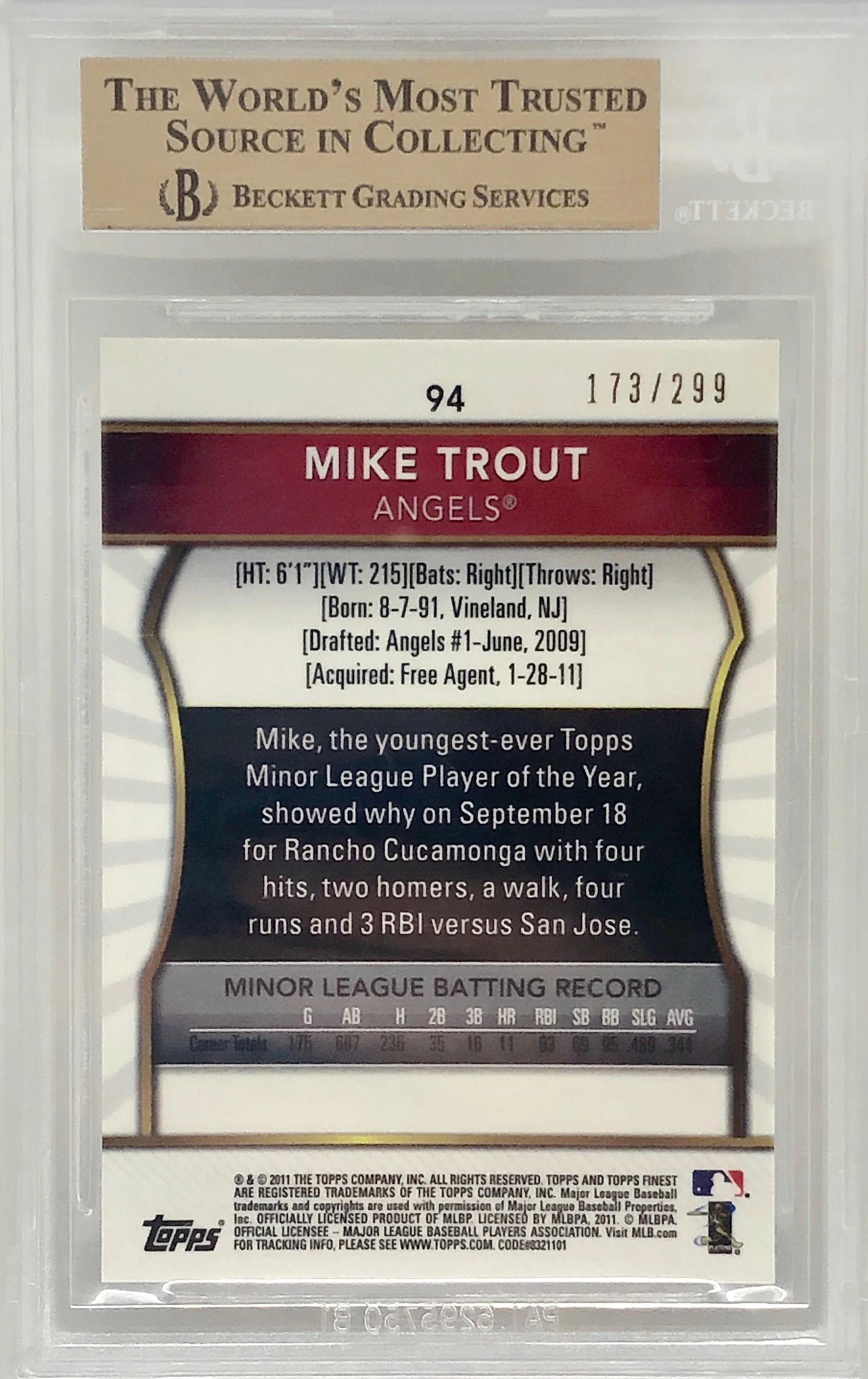 2011 Topps Finest Mike Trout