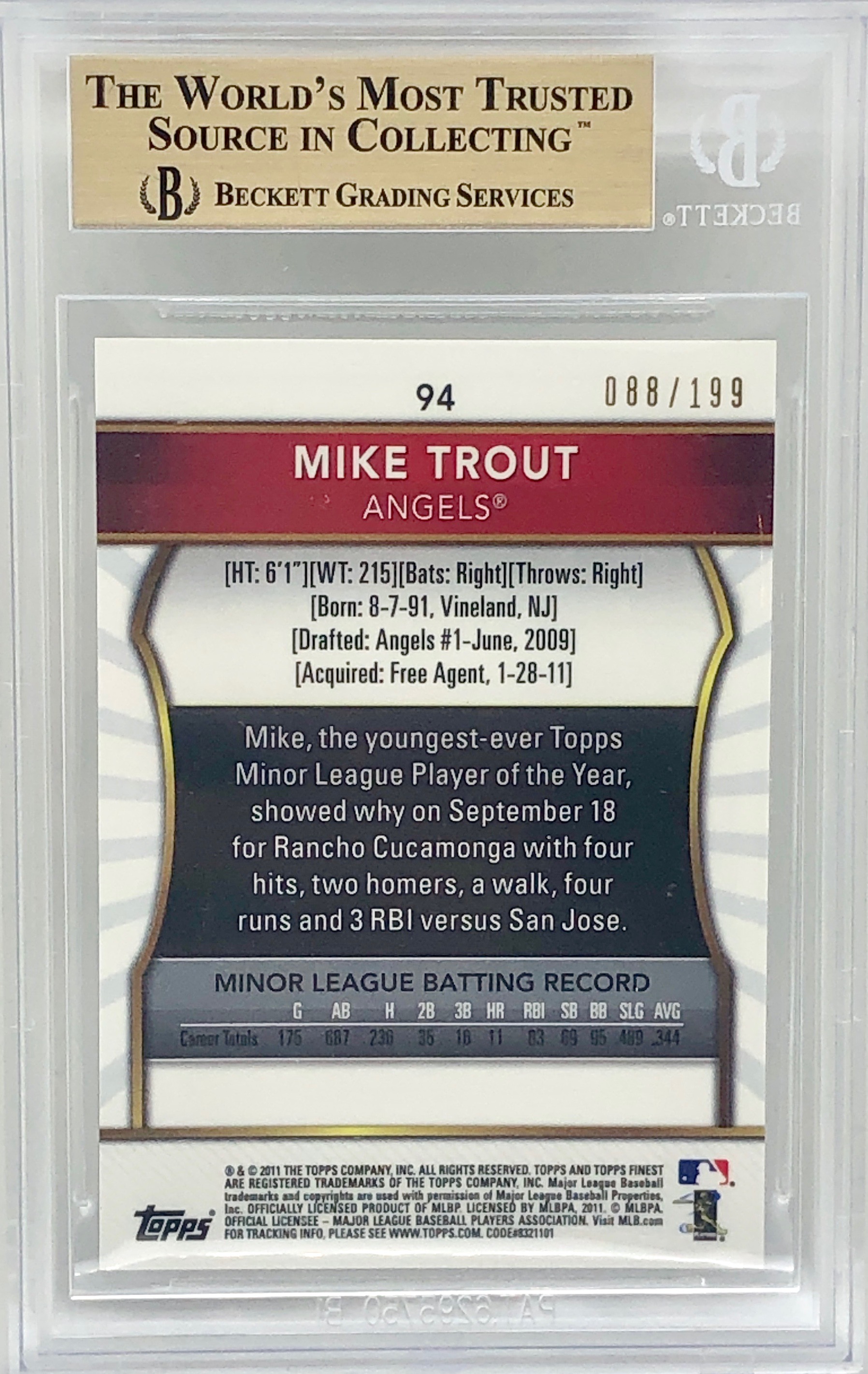 2011 Topps Finest Mike Trout Green
