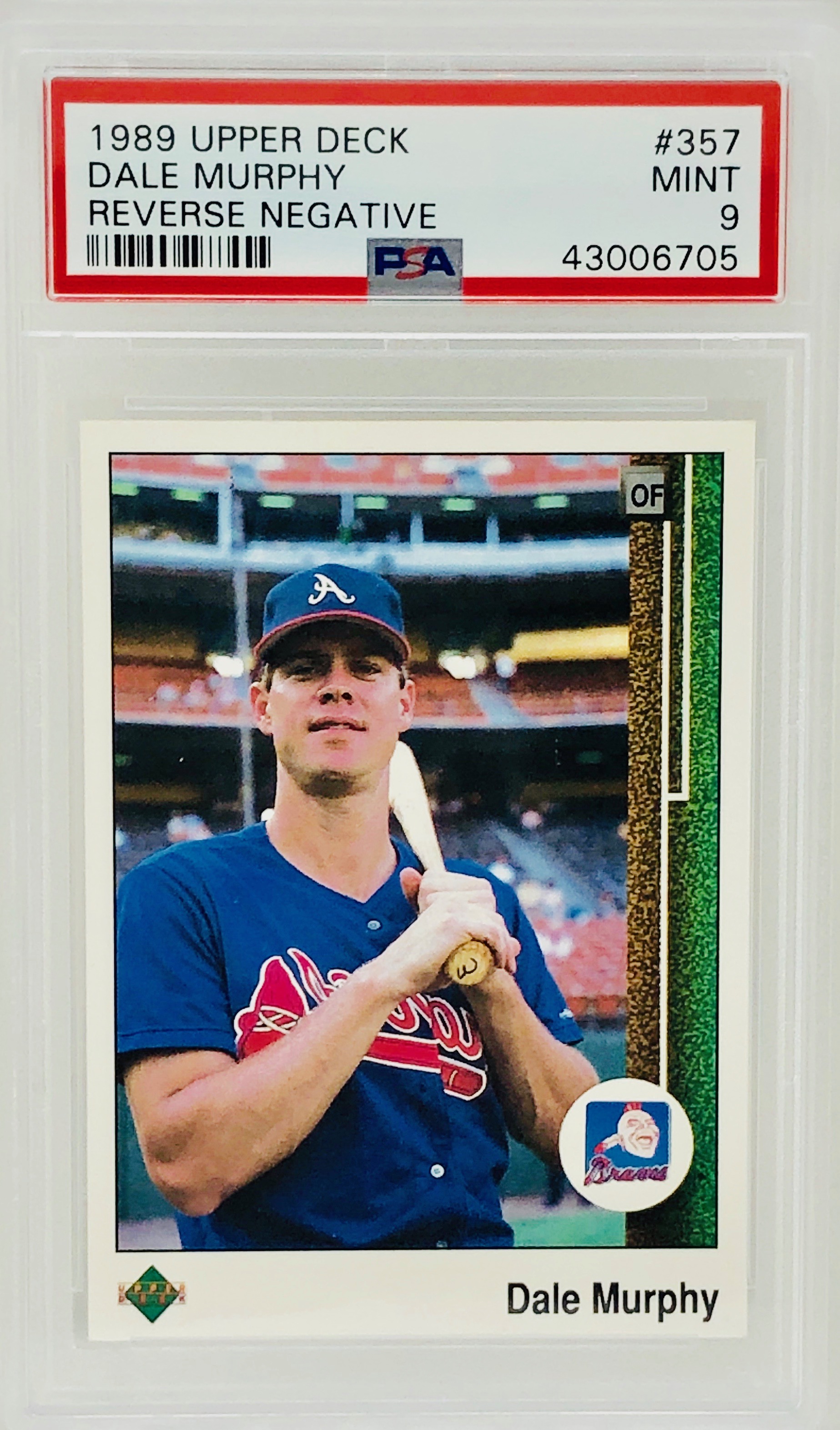 1989 Upper Deck Dale Murphy Error Reverse Negative PSA 9