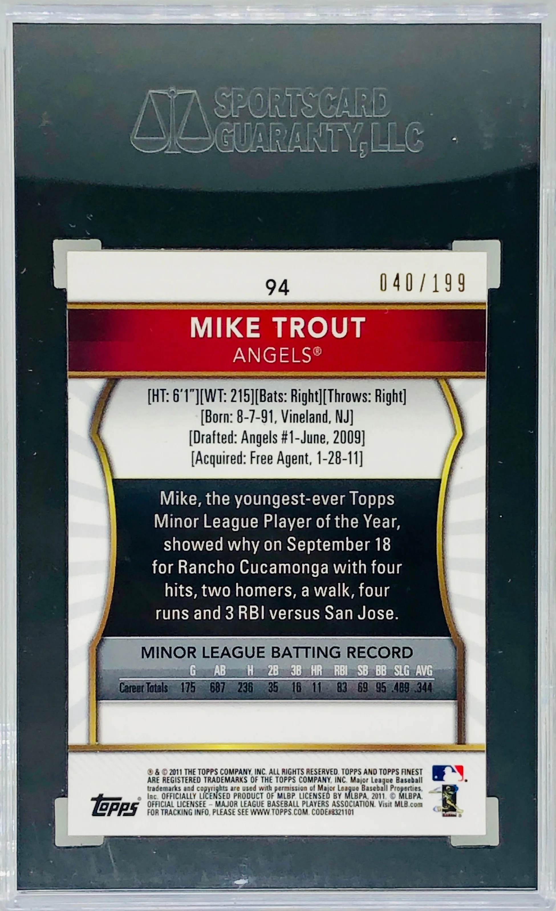 2011 Topps Finest Mike Trout
