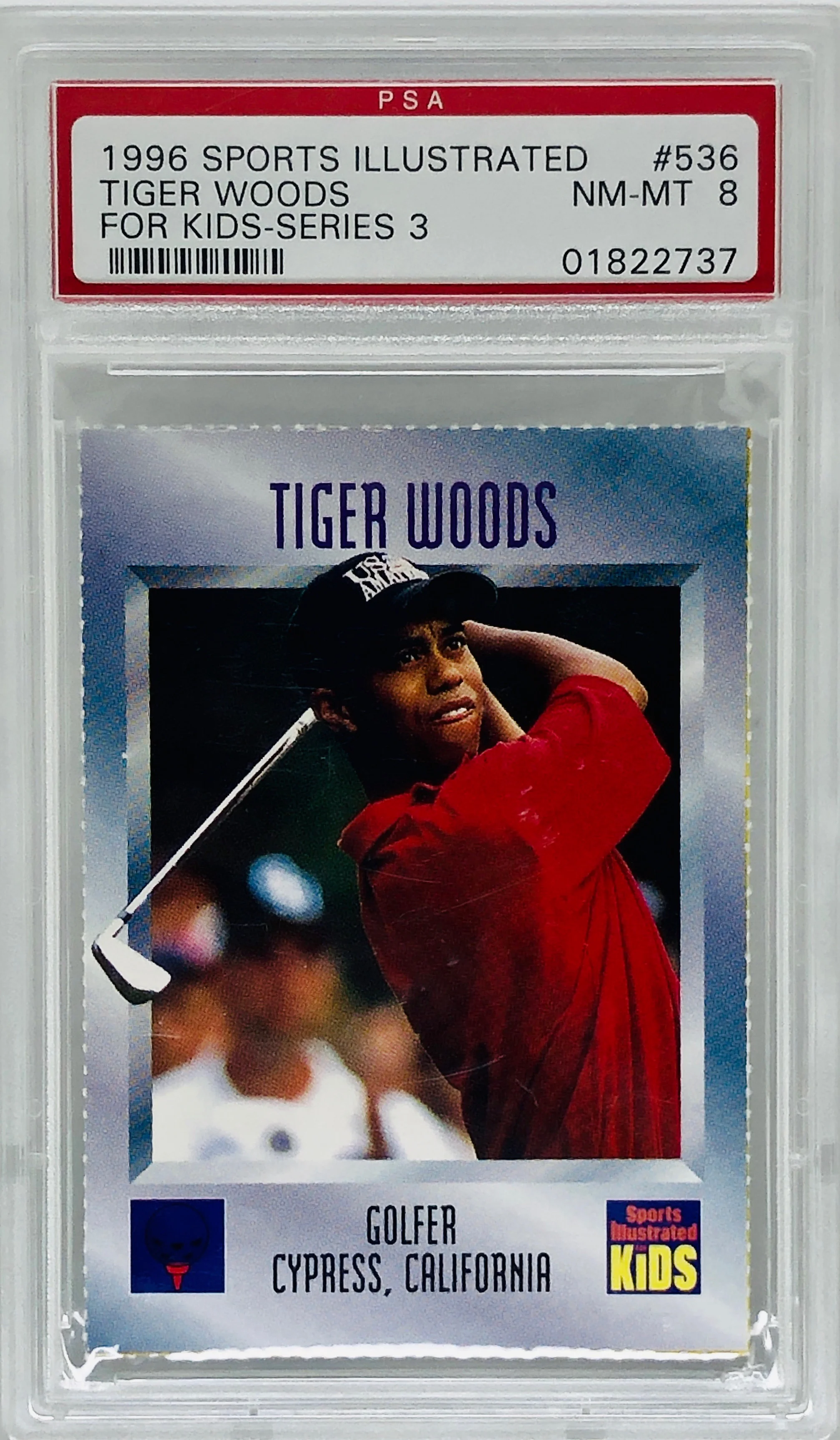 1996 Sports Illustrated For Kids Tiger Woods PSA 8