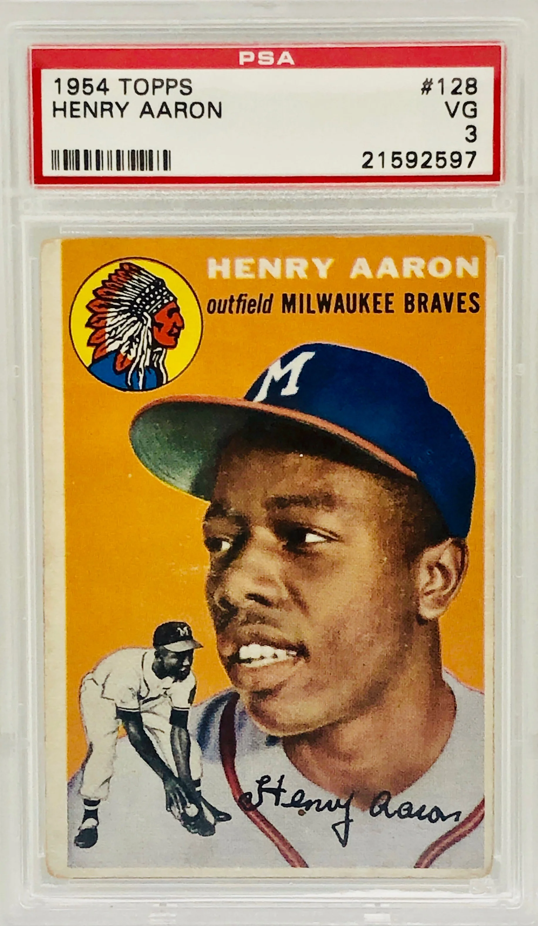 1954 TOPPS HANK AARON ROOKIE CARD PSA 3