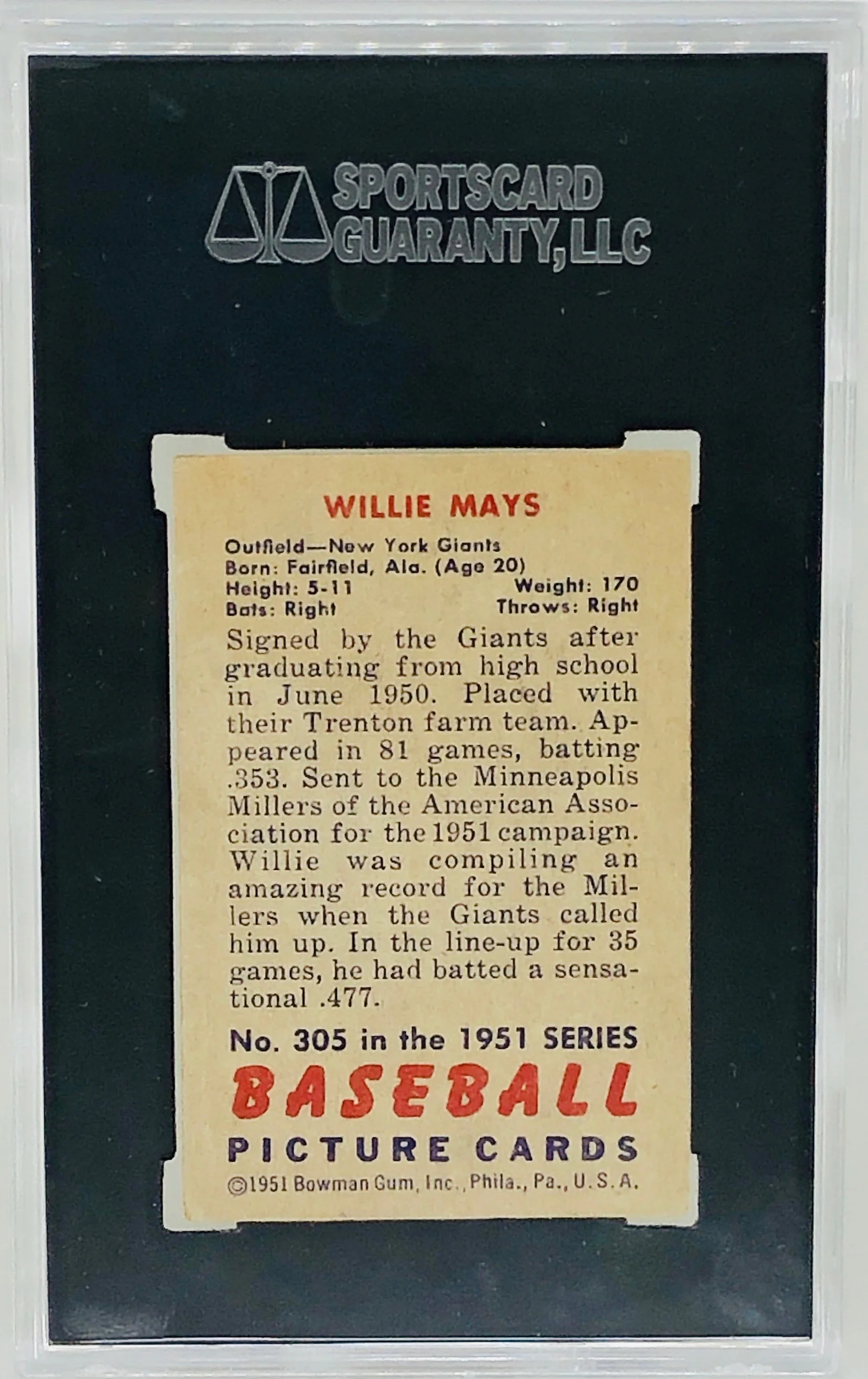 1951 Bowman Willie Mays