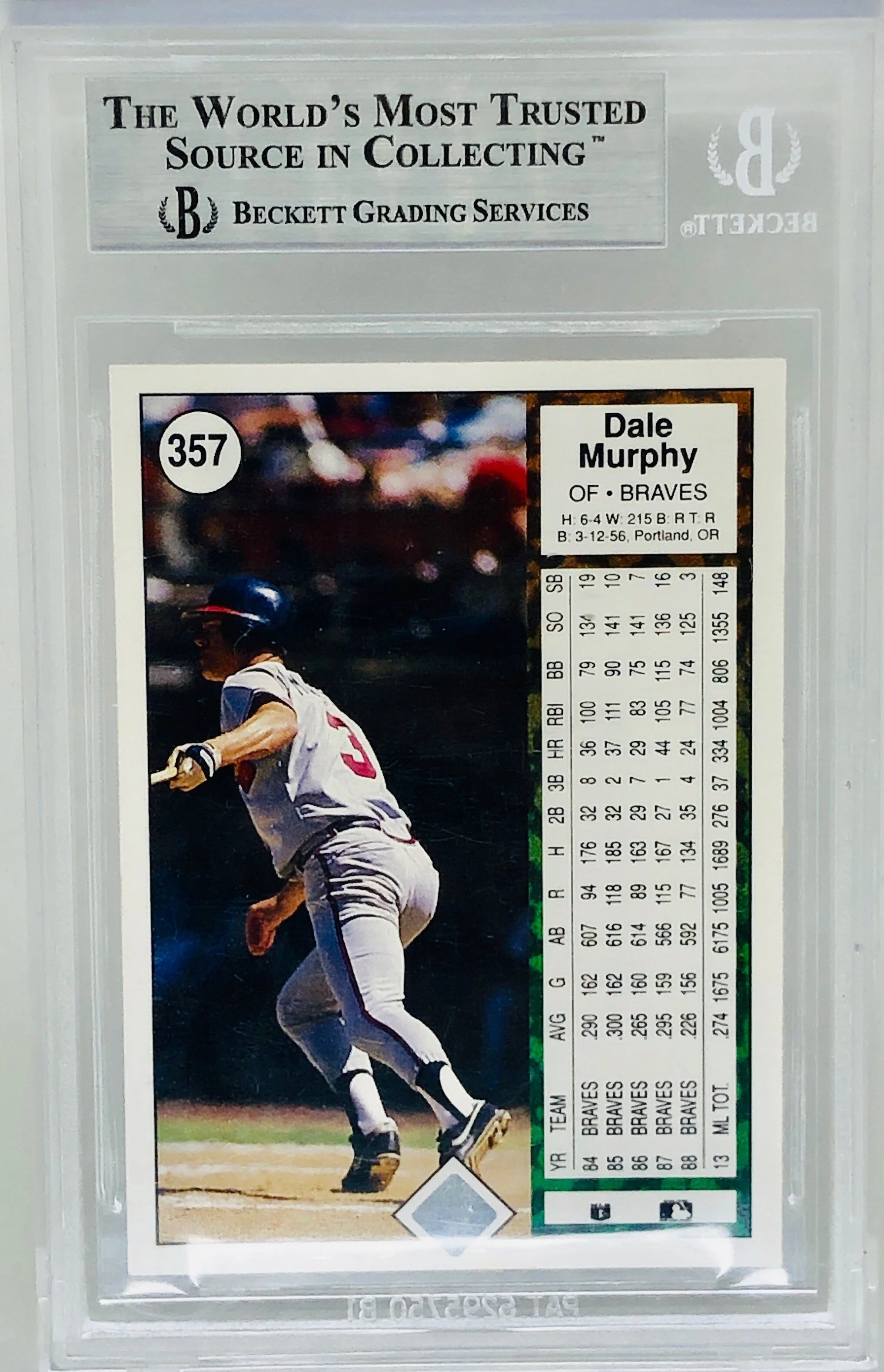 1989 Upper Deck Dale Murphy Error Reverse Negative