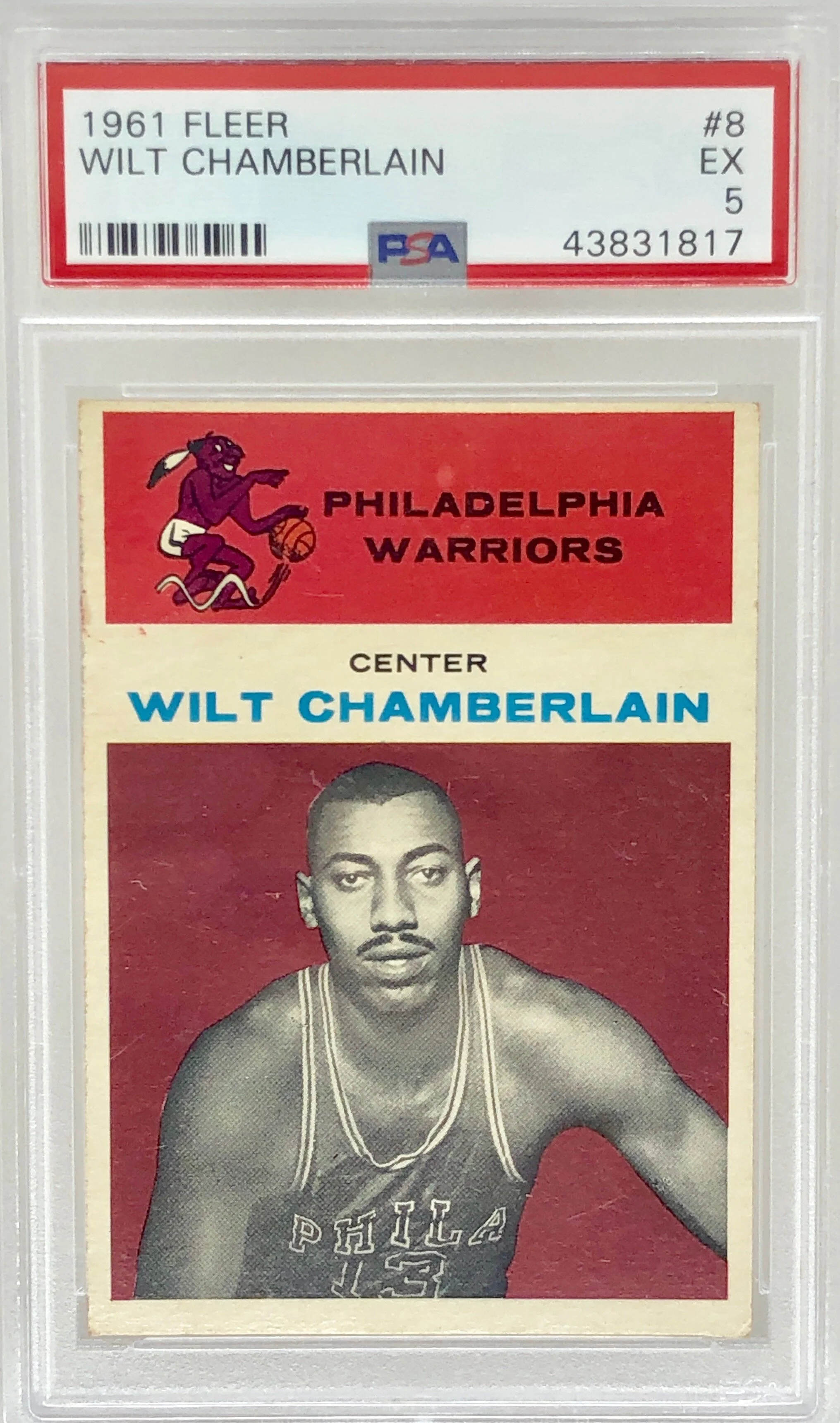 1961 Fleer Wilt Chamberlain RC PSA 5