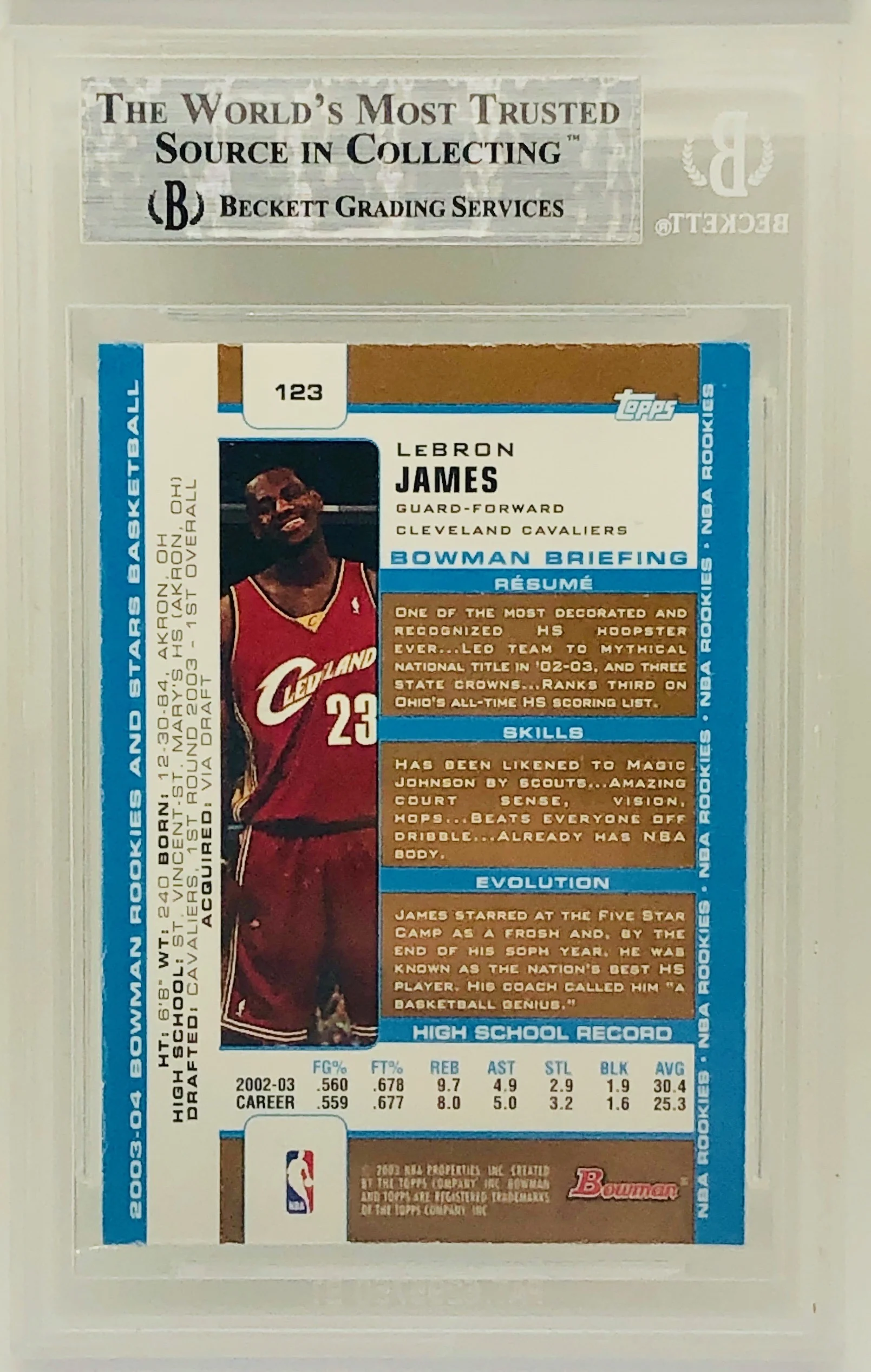 2003 Bowman LeBron James GOLD RC BGS 8.5