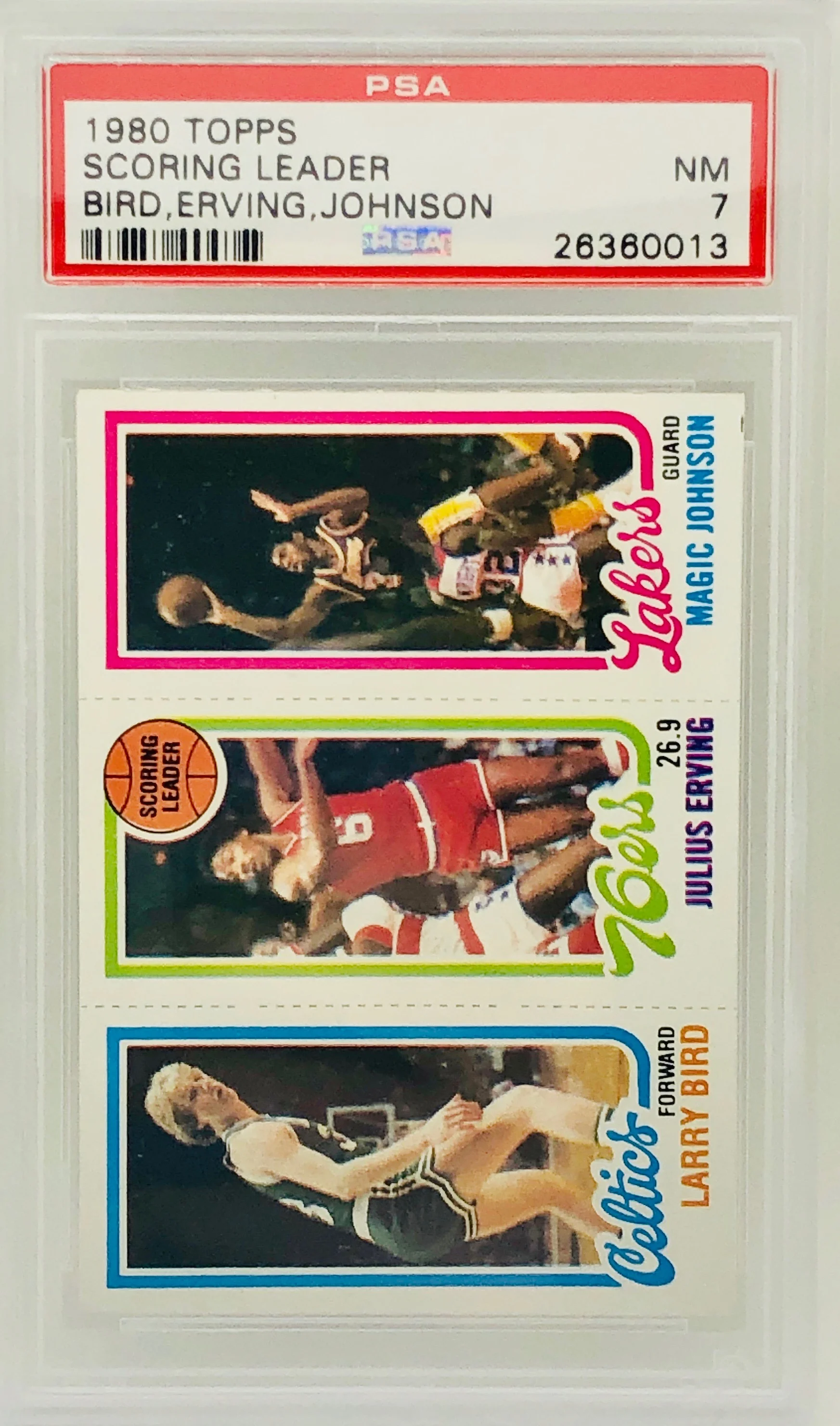  1980-81 Topps Magic Johnson Larry Bird Julius Erving