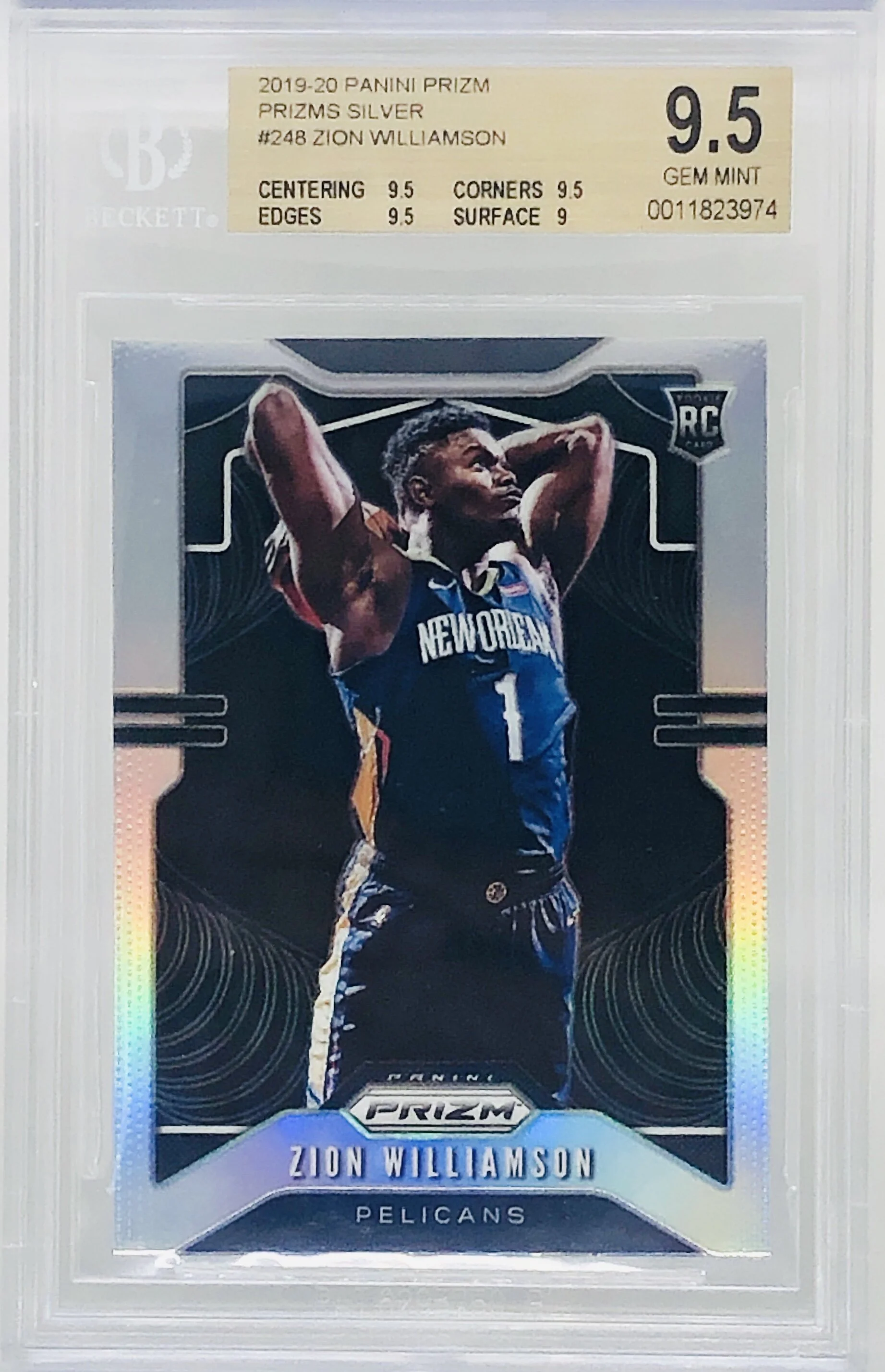2019-20 Panini Prizm Silver Zion Williamson RC BGS 9.5 GEM
