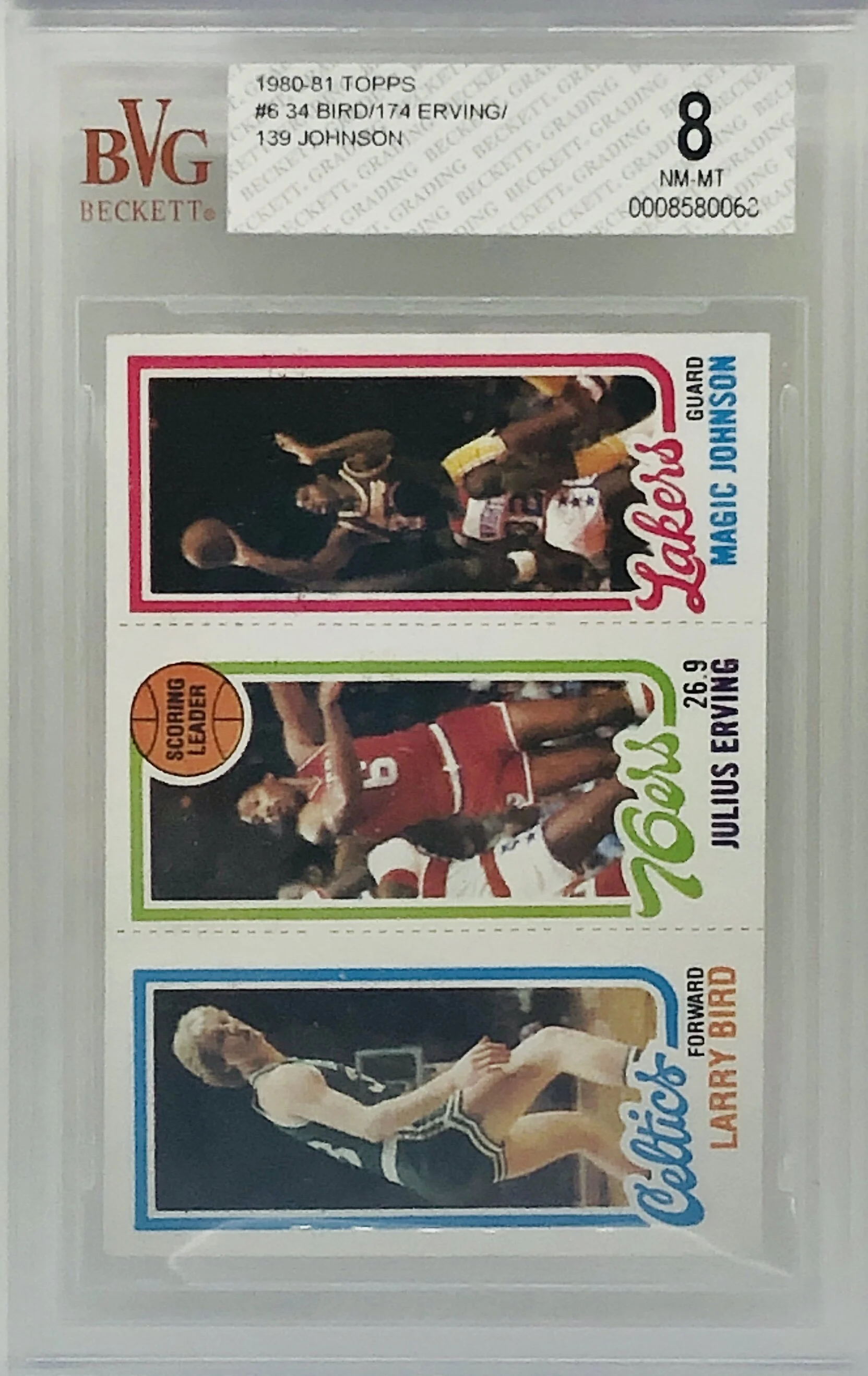 1980-81 Topps Larry Bird Magic Johnson Julius Erving RC BVG 8