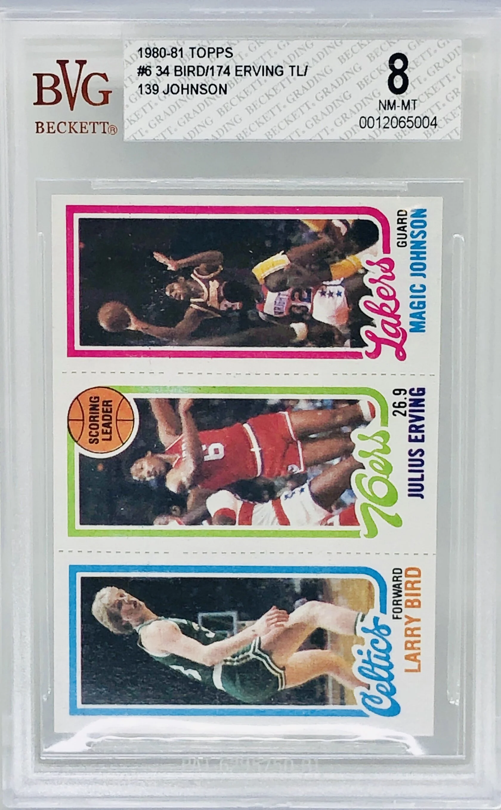 1980-81 Topps Magic Johnson Larry Bird Julius Erving RC BVG