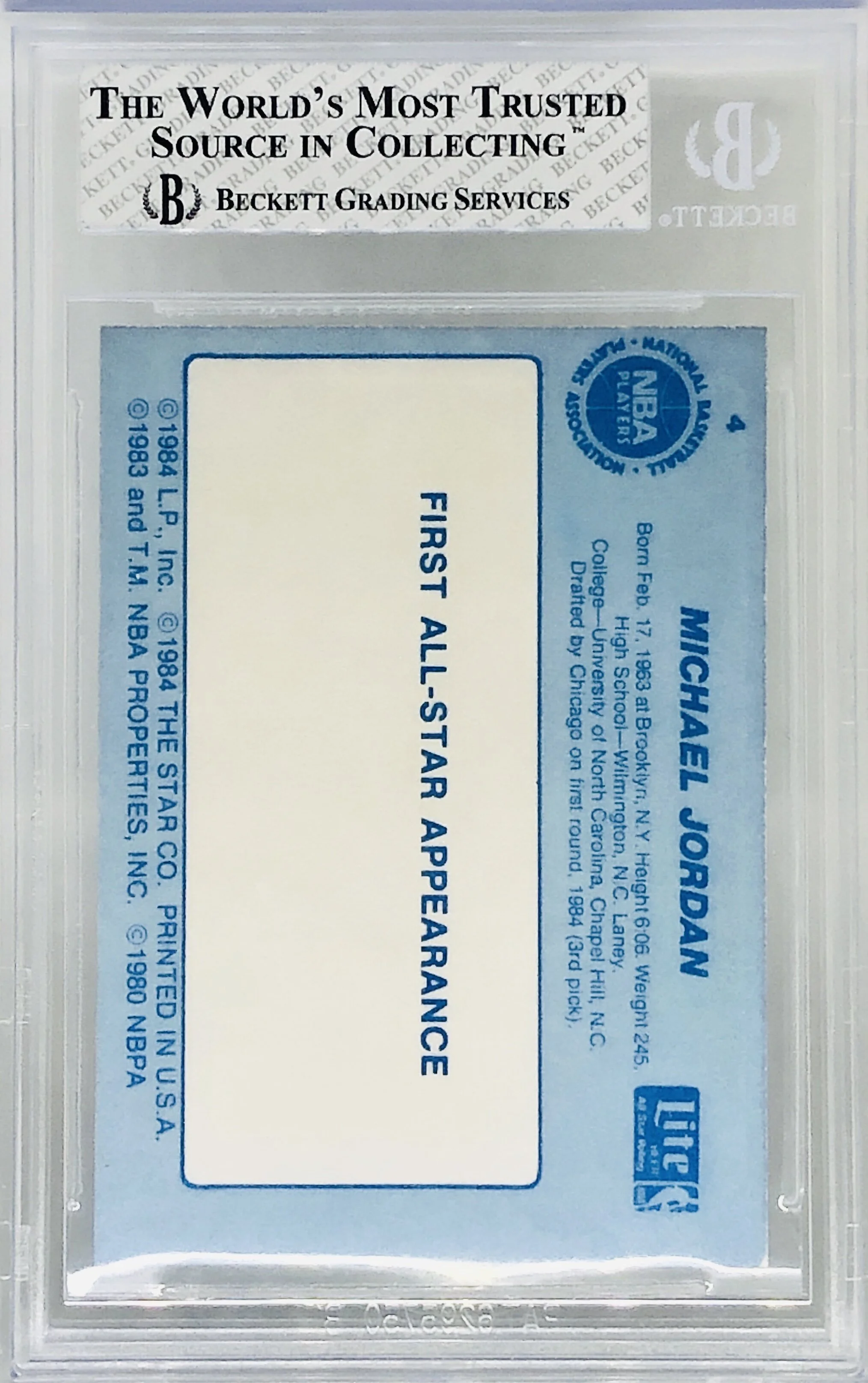 1985 Star Lite Beer Michael Jordan BGS 7.5