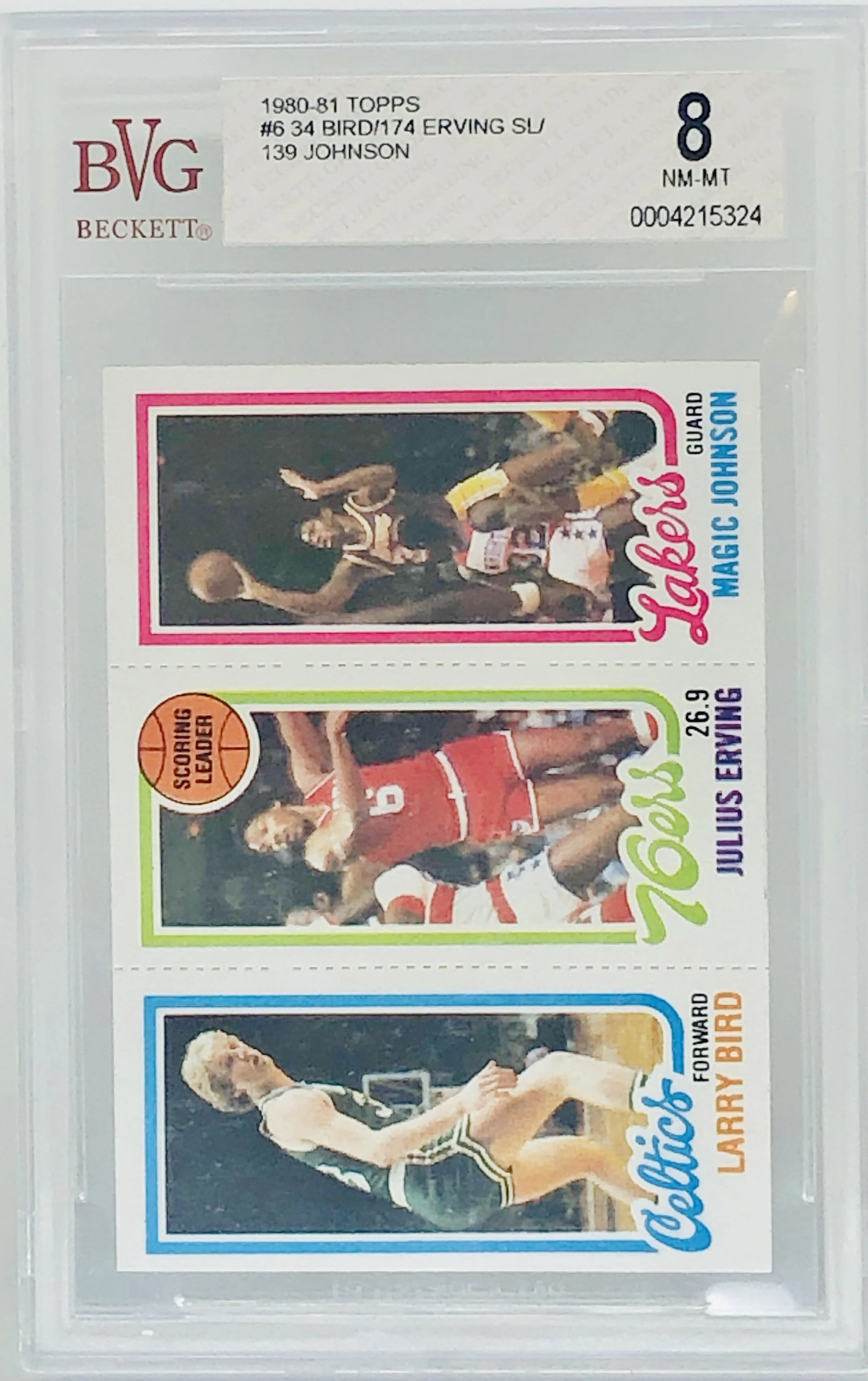 1980-81 Topps Larry Bird Magic Johnson Julius Erving RC BVG 8