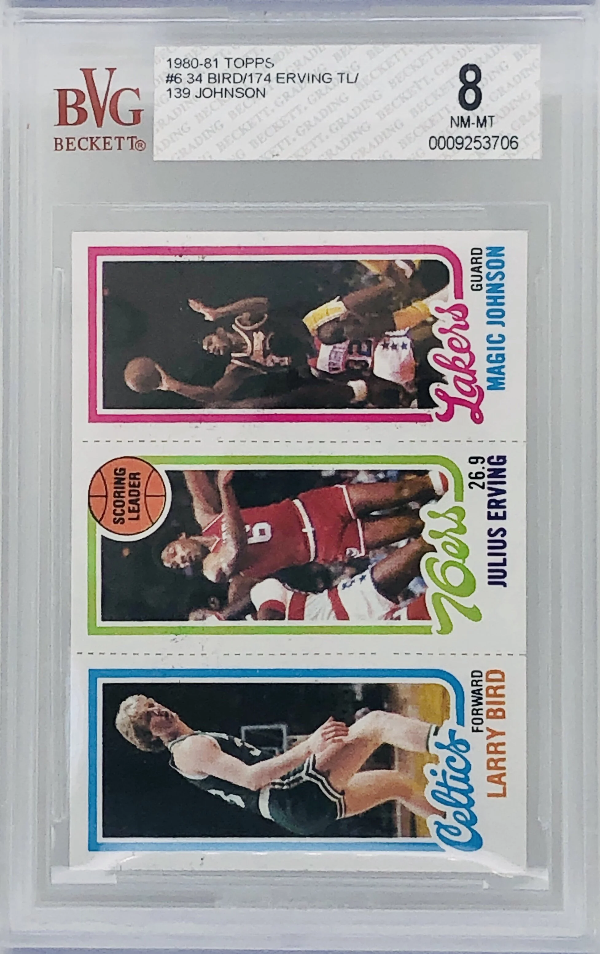 1980-81 Topps Larry Bird Magic Johnson Julius Erving RC BVG 8