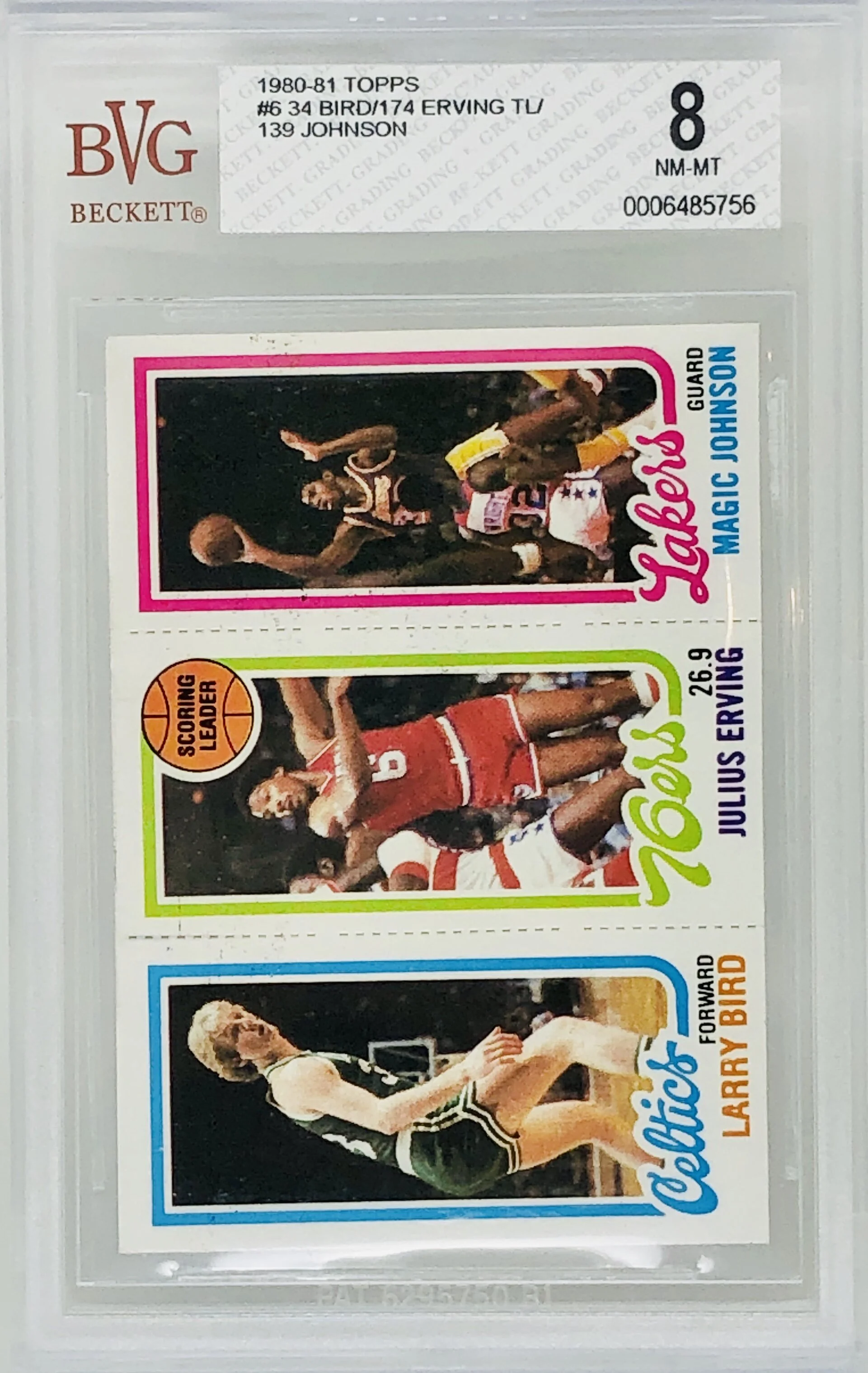 1980-81 Topps Larry Bird Magic Johnson Julius Erving RC BVG 8