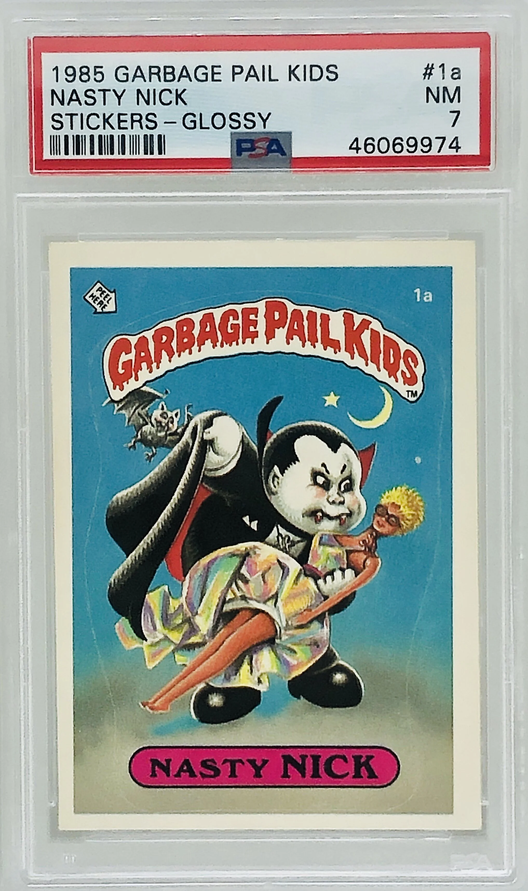 1985 Garbage Pail Kids Nasty Nick Glossy 1a PSA 7
