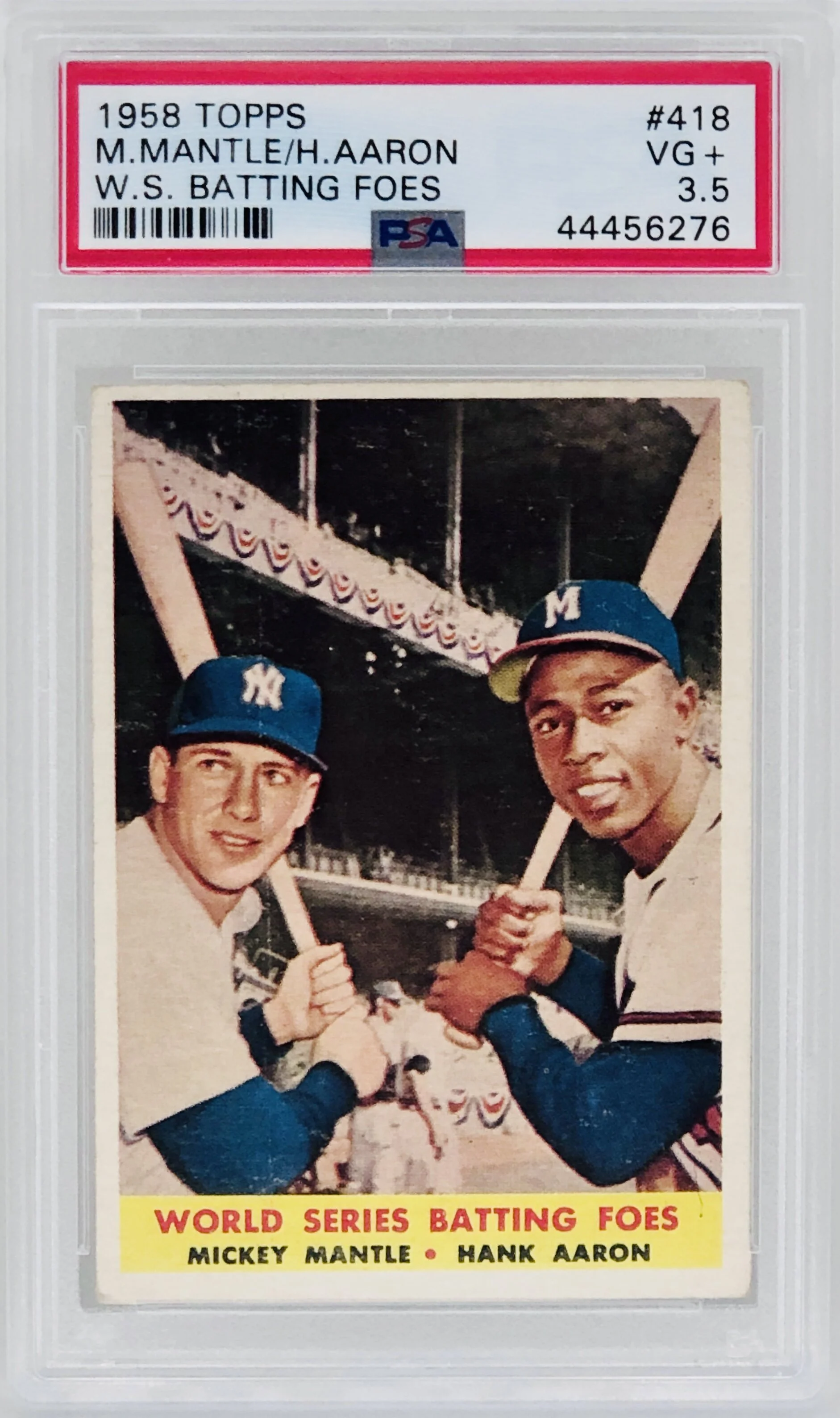 1958 Topps World Series Batting Foes Mantle / Aaron PSA 3.5