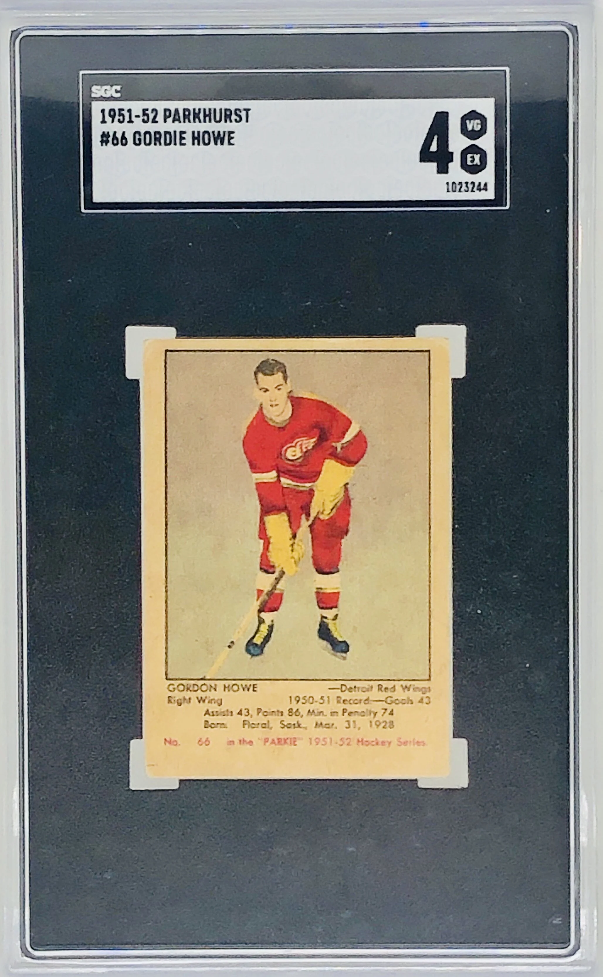 1951 Parkhurst Gordie Howe Rookie Card SGC 4