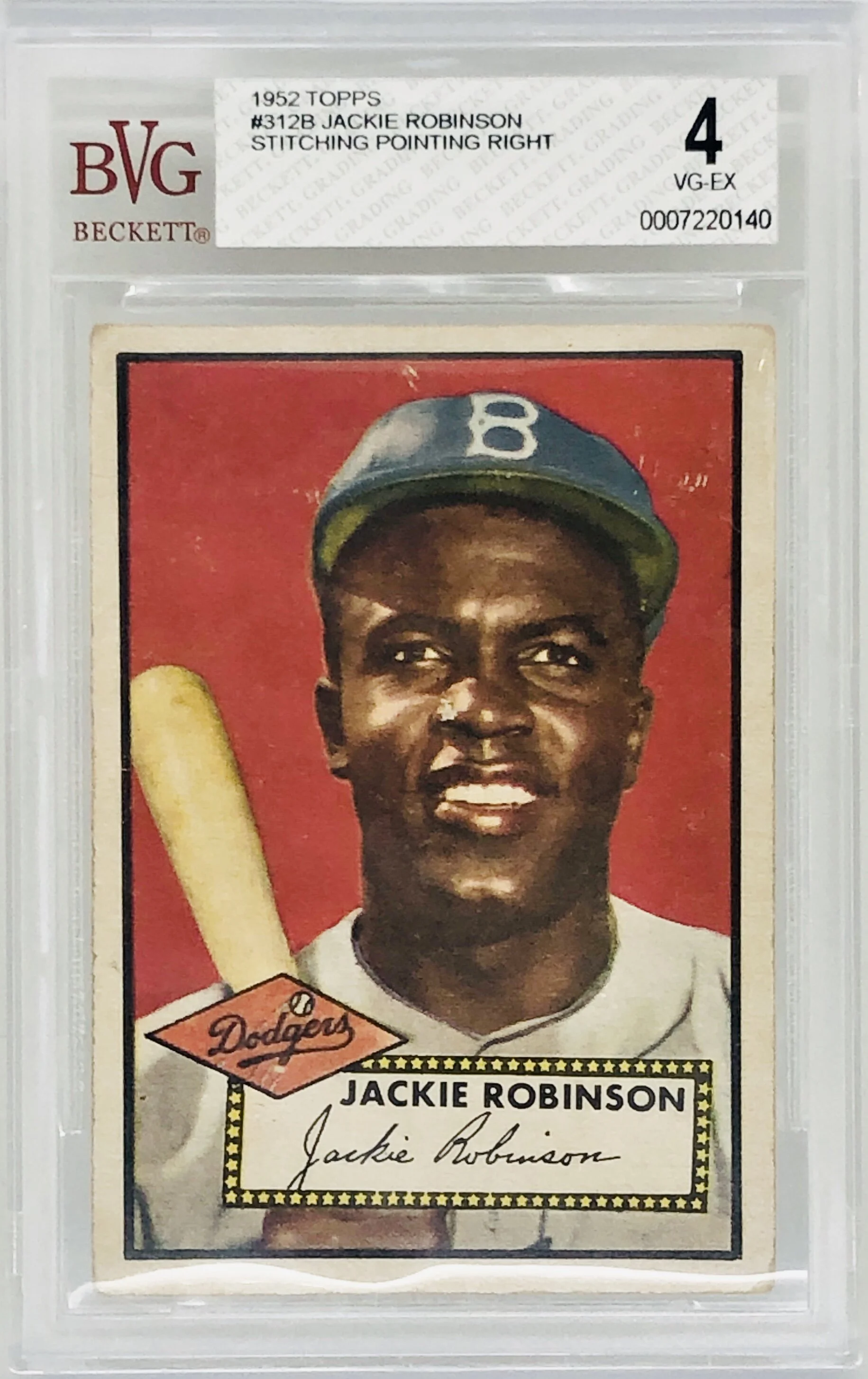 1952 Topps Jackie Robinson Rookie RC BVG 4