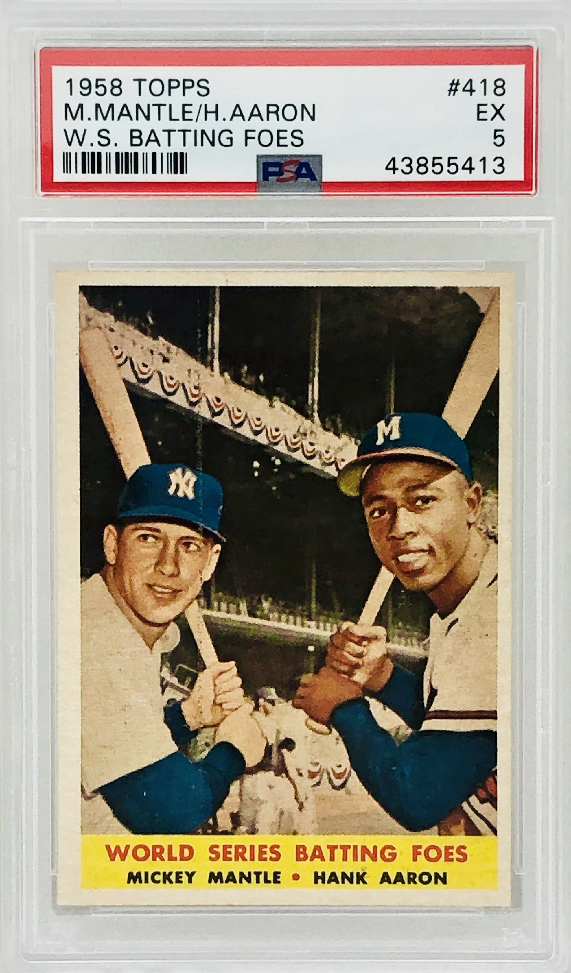 1958 World Series Batting Foes Mantle / Aaron PSA 5