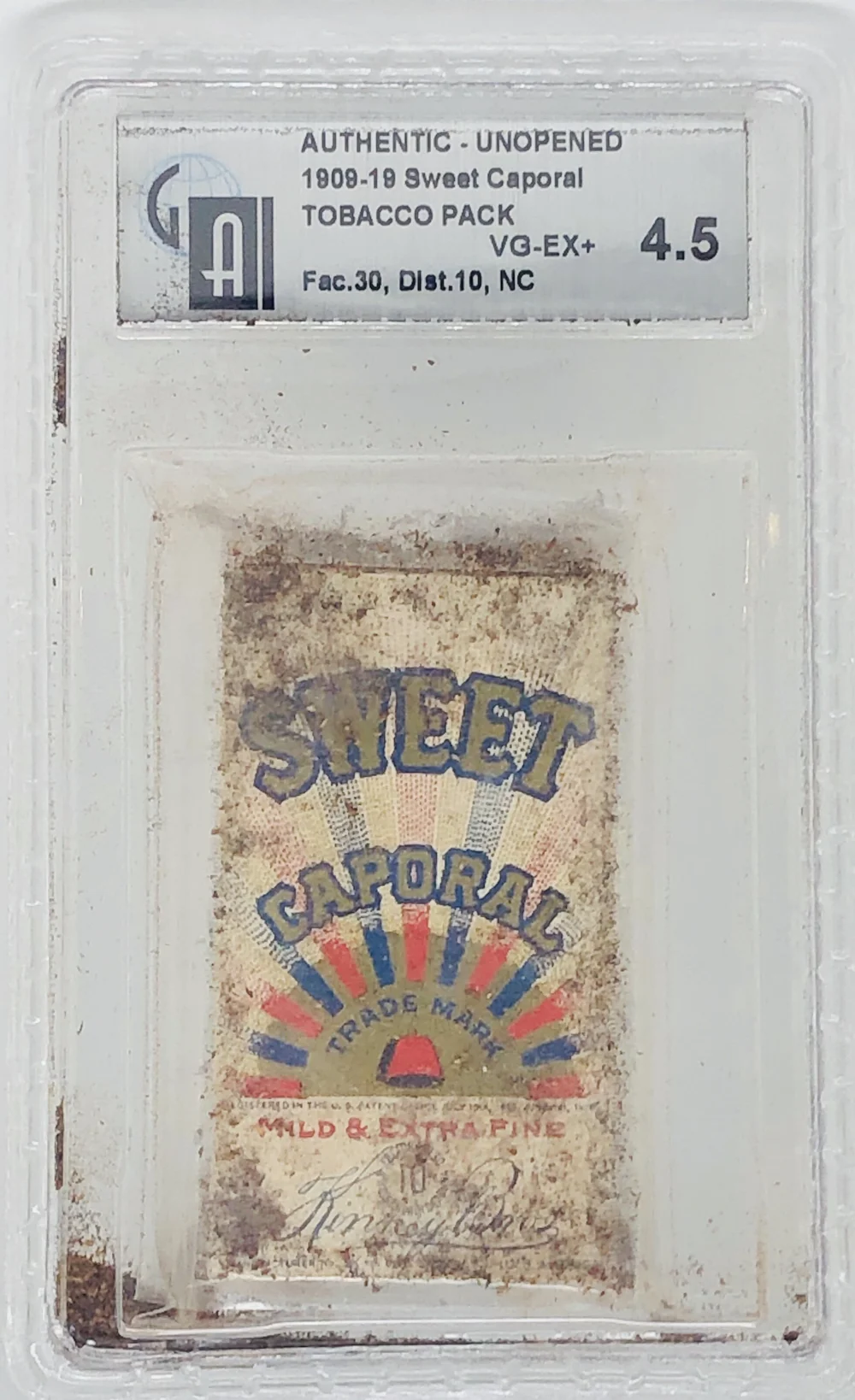 sweet caporal cigarette box 1909-19 Sweet Caporal Unopened Tobacco Pack Factory 30 District 10 NC GAI  4.5!!! — Top Sports Cards