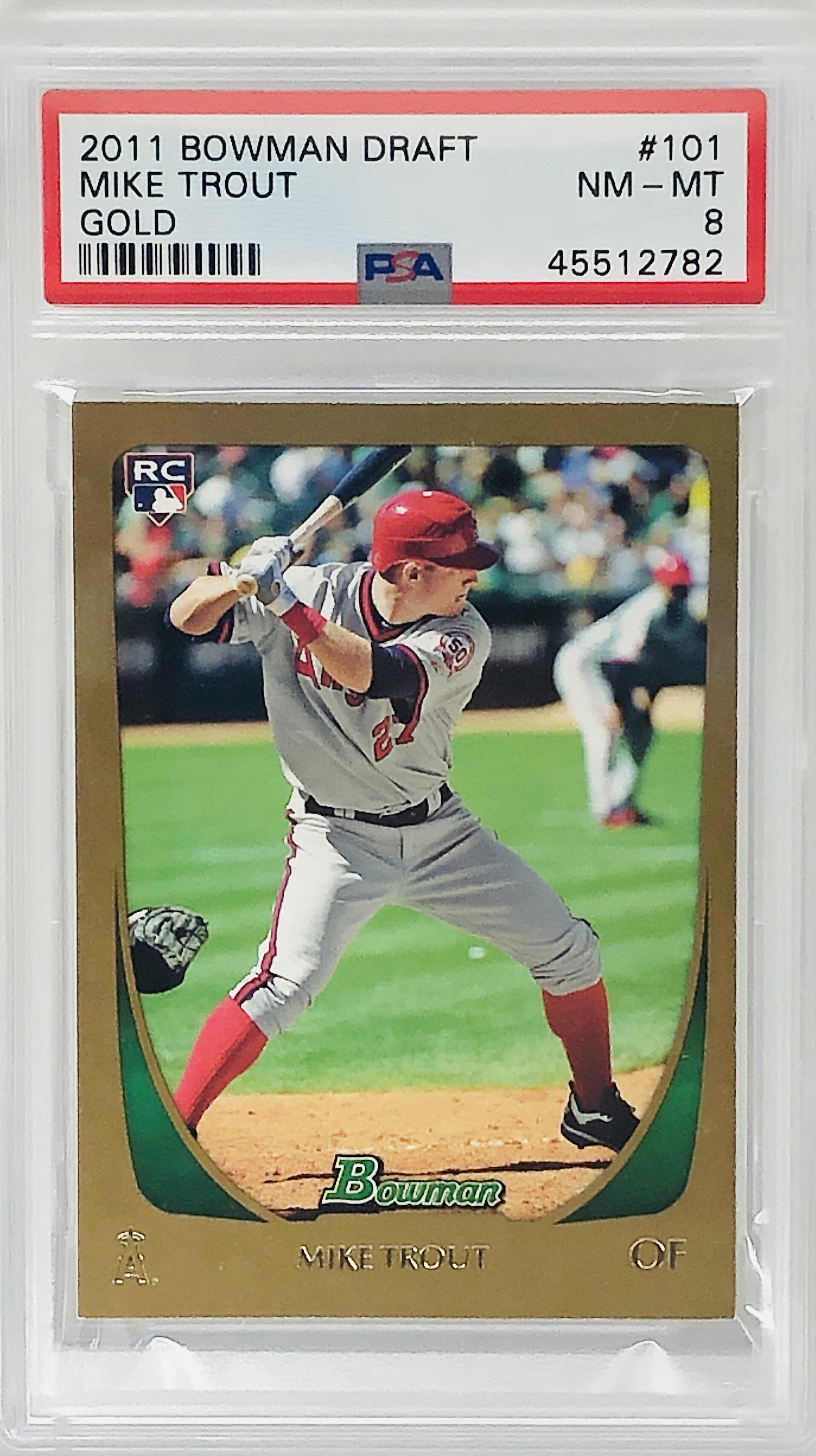 2011 Bowman Draft Gold #101 Mike Trout RC Rookie PSA 8