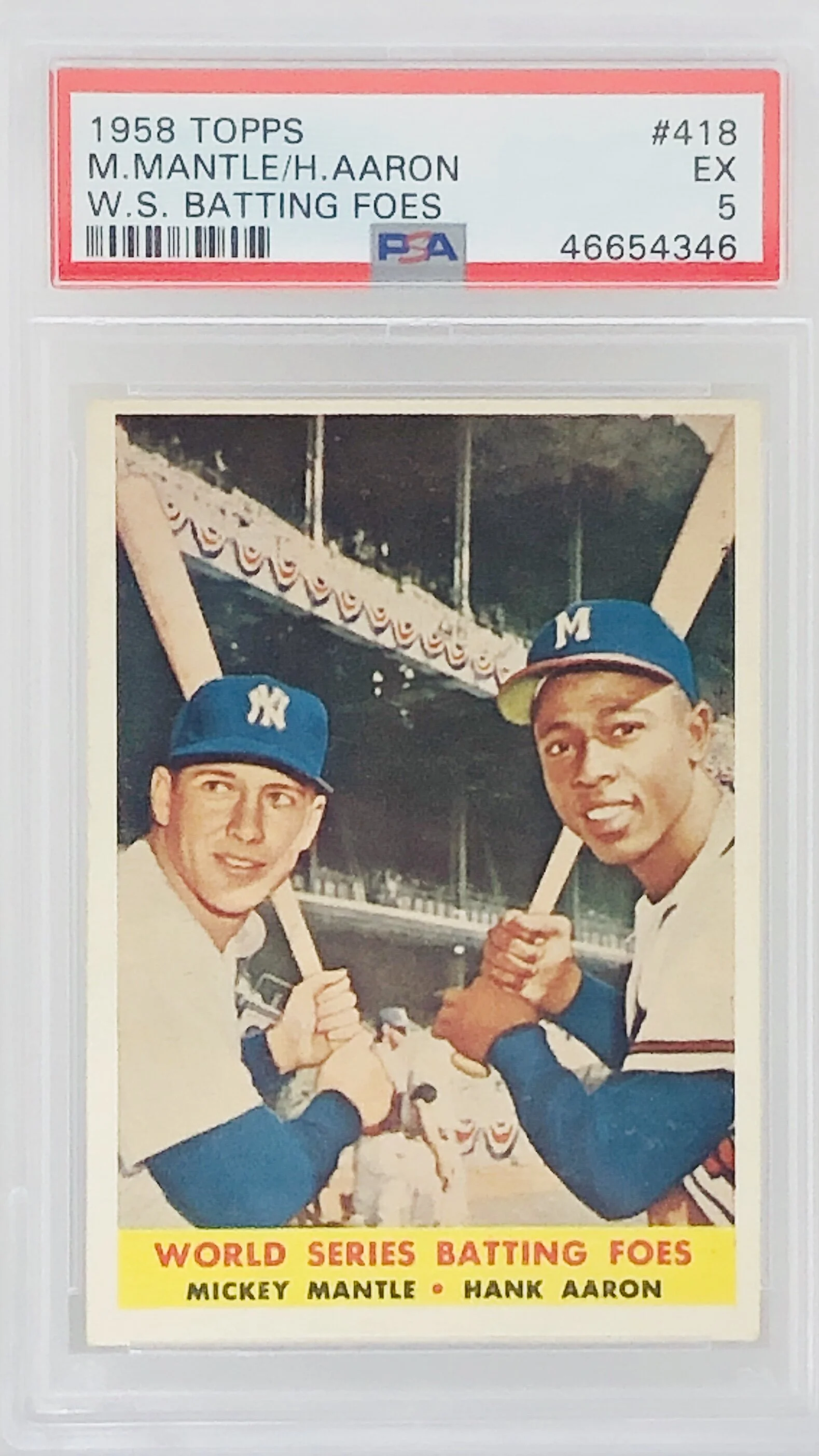 1958 Topps World Series Batting Foes Mantle / Aaron