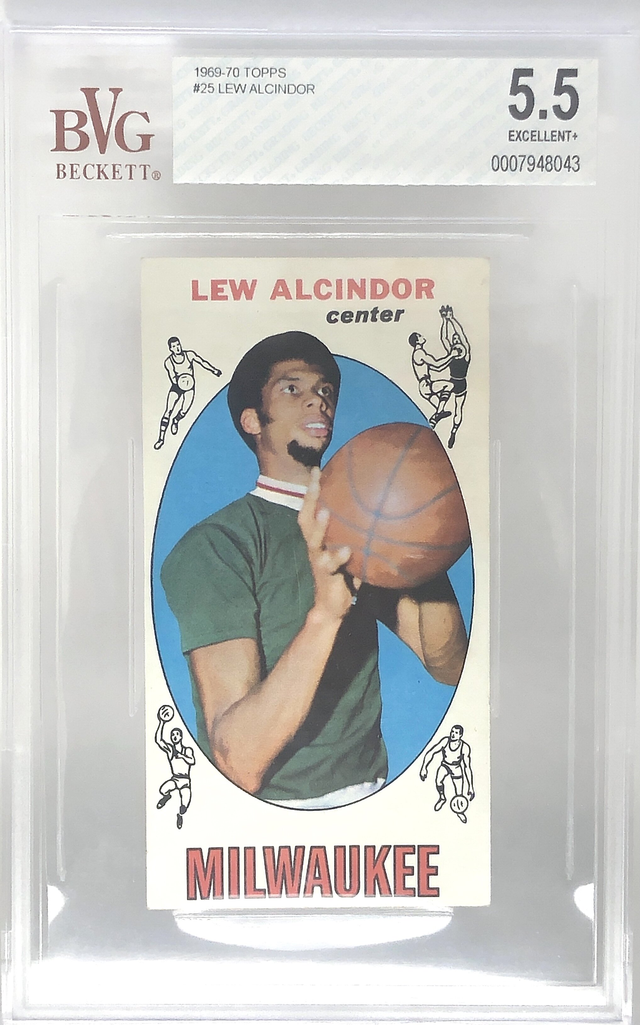 1969 Topps Lew Alcindor Kareem Abdul-Jabbar Rookie Card BVG 5.5