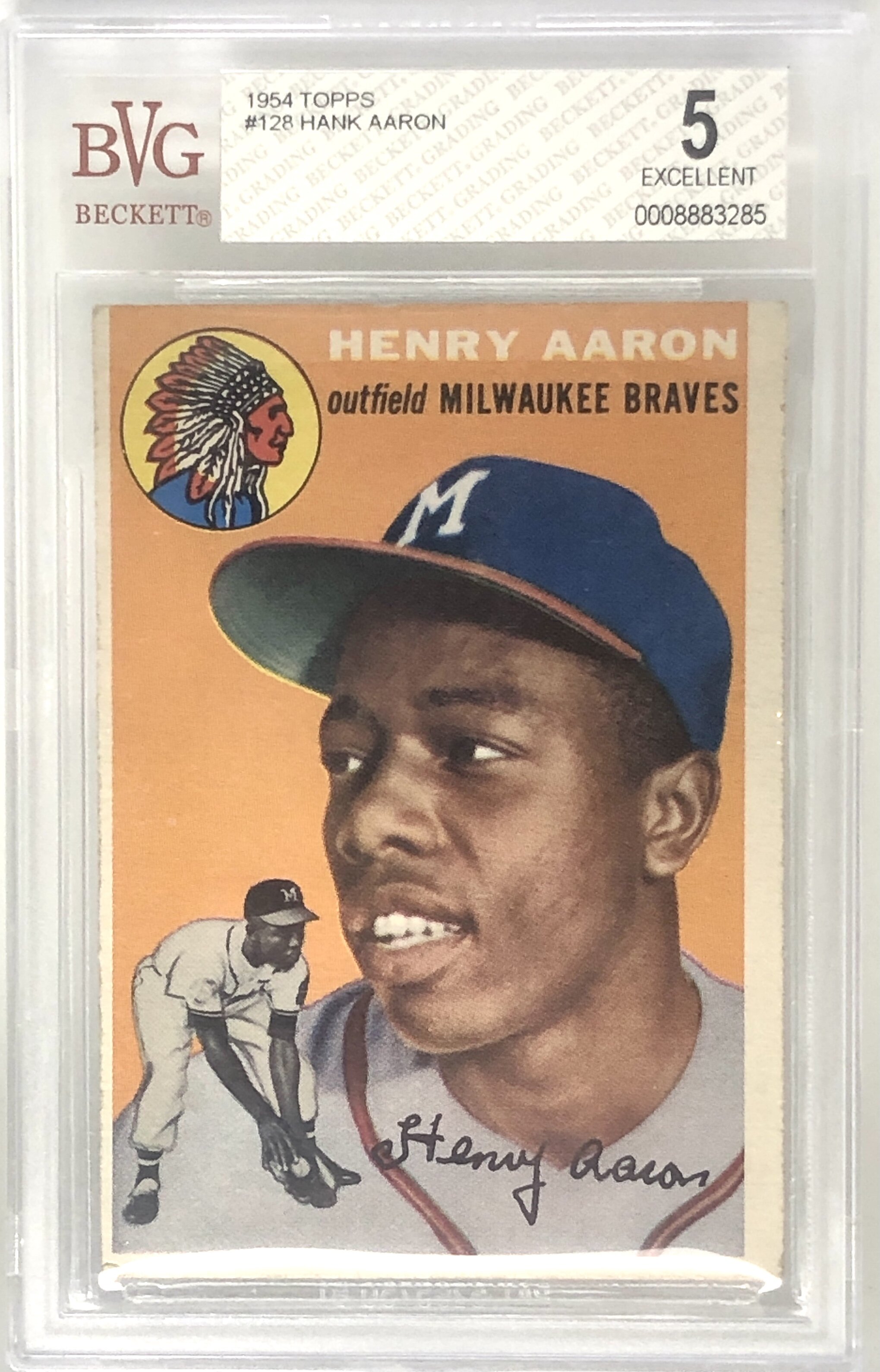 1954 Topps #128 Hank Aaron Rookie Card RC BVG 5