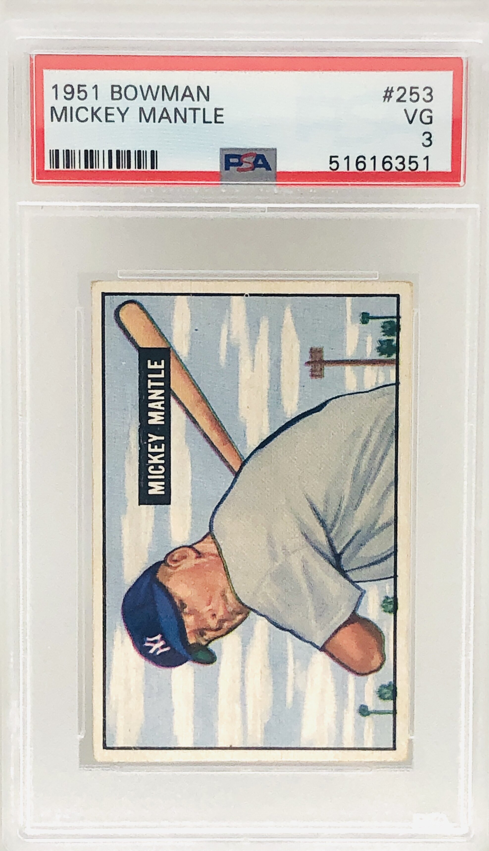 1951 Bowman Mickey Mantle RC Rookie Card #253 PSA 3 EYE APPEAL