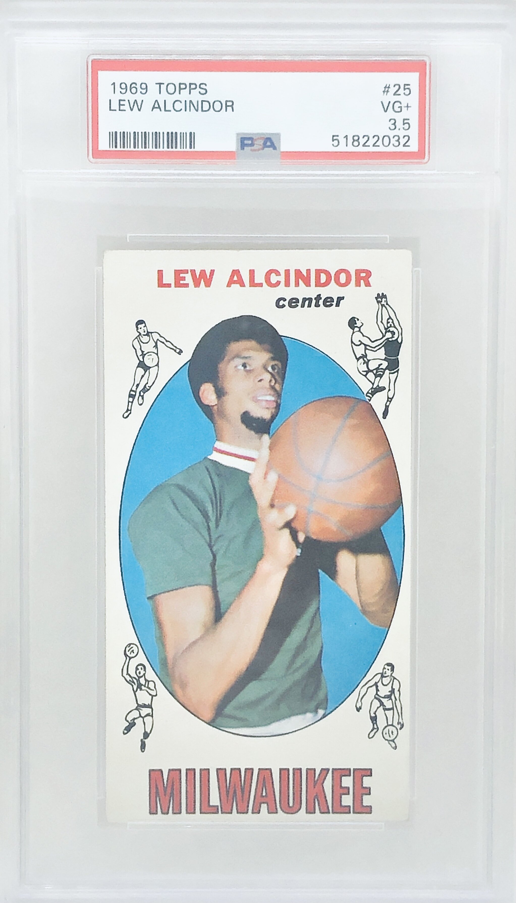 1969 Topps Lew Alcindor Kareem Abdul-Jabbar #25 RC Rookie Card PSA 3.5