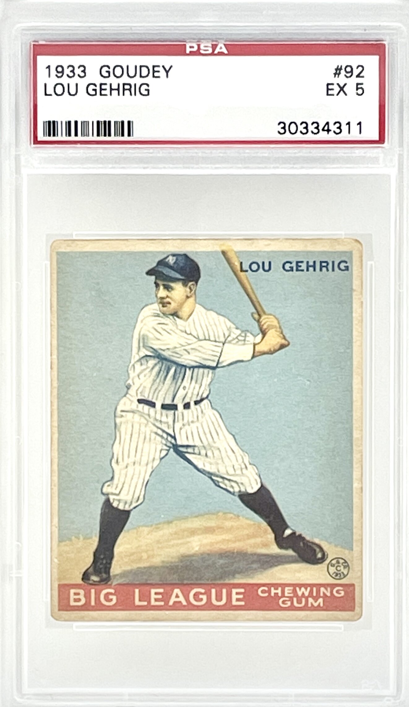 1933 Goudey Lou Gehrig #92 PSA 5